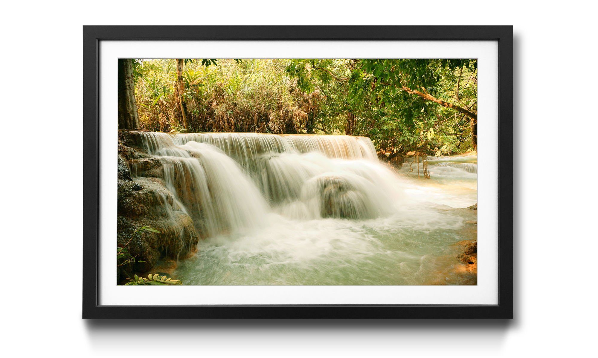 WandbilderXXL Bild mit Rahmen Waterfall in Jungle, in Größen 4 Wasserfall, the Wandbild, erhältlich