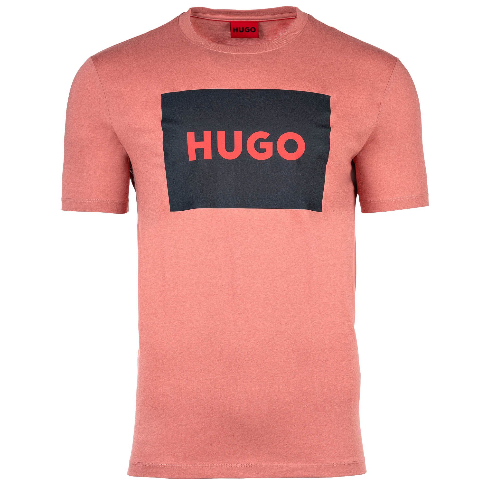 T-Shirt Herren HUGO Pink T-Shirt Kurzarm Dulive222, Rundhals, -