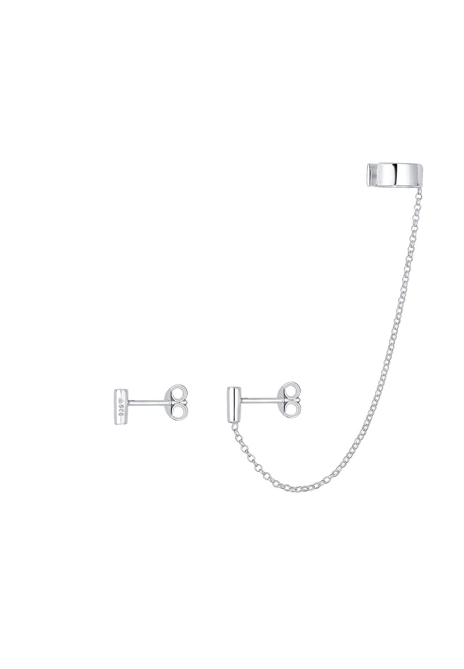 Silber Elli 925 Geo Asymmetrisch Ohrstecker Paar Minimal Earcuff Klemme