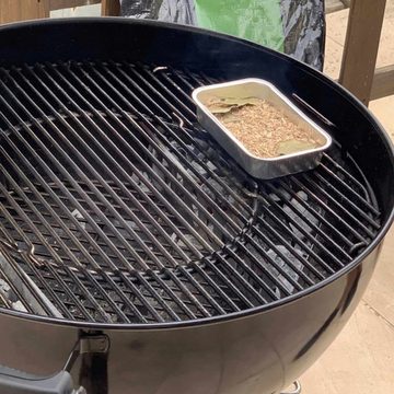 Legua Smoker Räucherset mit mediterranen Buchenholzspänen in einer Aluminiumschale