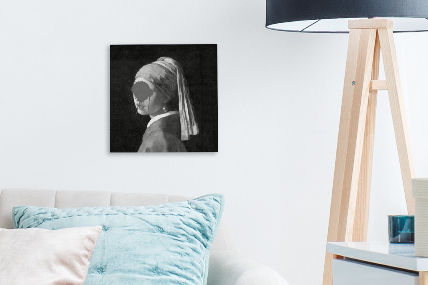 Mädchen Gemälde Wohnzimmer und, Schwarz (1 Vermeer mit Leinwand - bunt Johannes St), dem Perlenohrring Schlafzimmer Das Bilder OneMillionCanvasses® für -