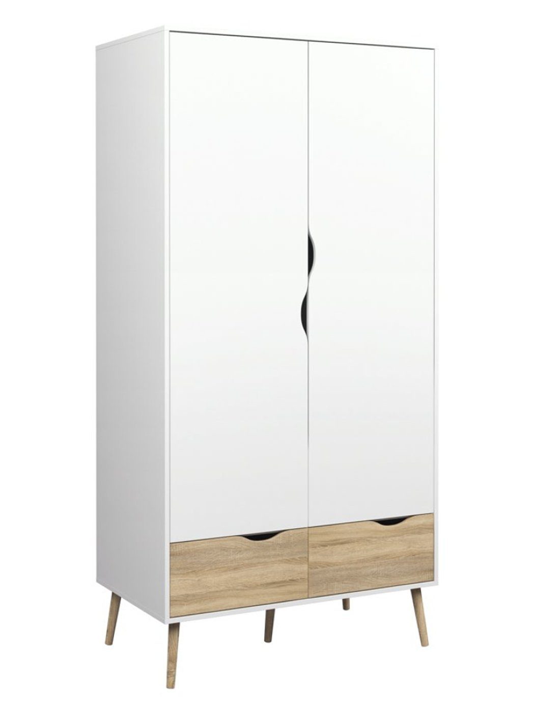 ebuy24 Kleiderschrank Kleiderschrank Napoli 2-türig mit 2 Schubladen wei