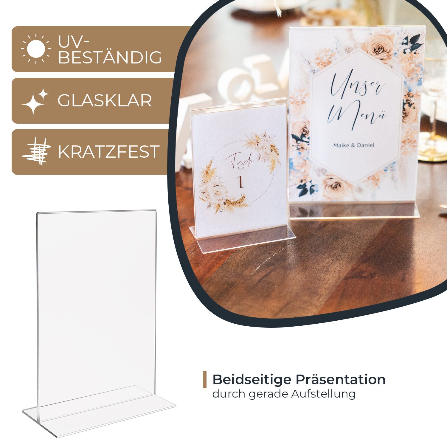 HMF Bilderrahmen Acryl Tischaufsteller DIN A4, Doppelseitiger, für 1 Bilder günstig online kaufen