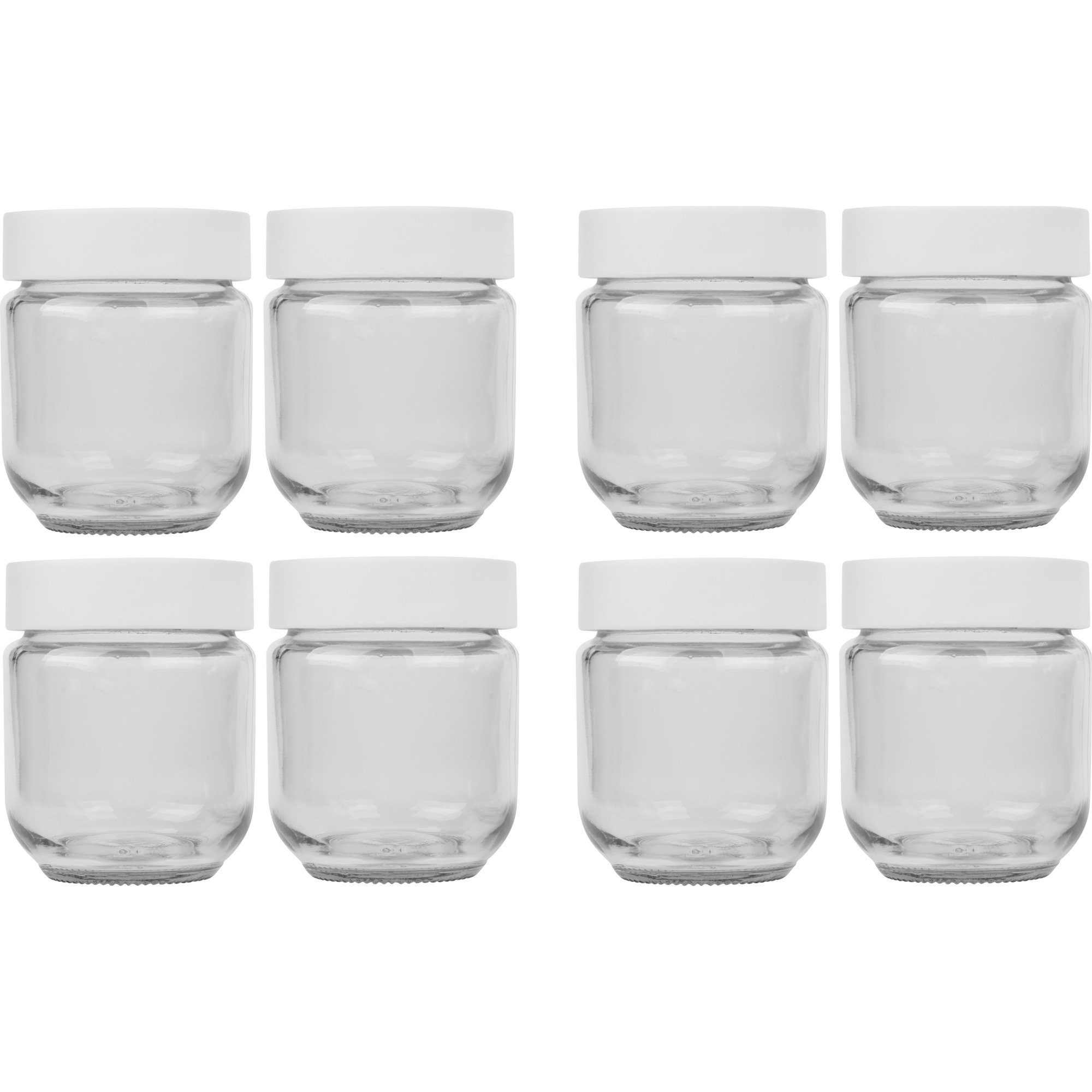 Rommelsbacher Einmachglas JG 8 - Ersatzgläser-Set für Joghurtbereiter -  8-teilig - transparent/weiß, Set: 8 Gläser (à 150ml), 8 Schraubdeckel