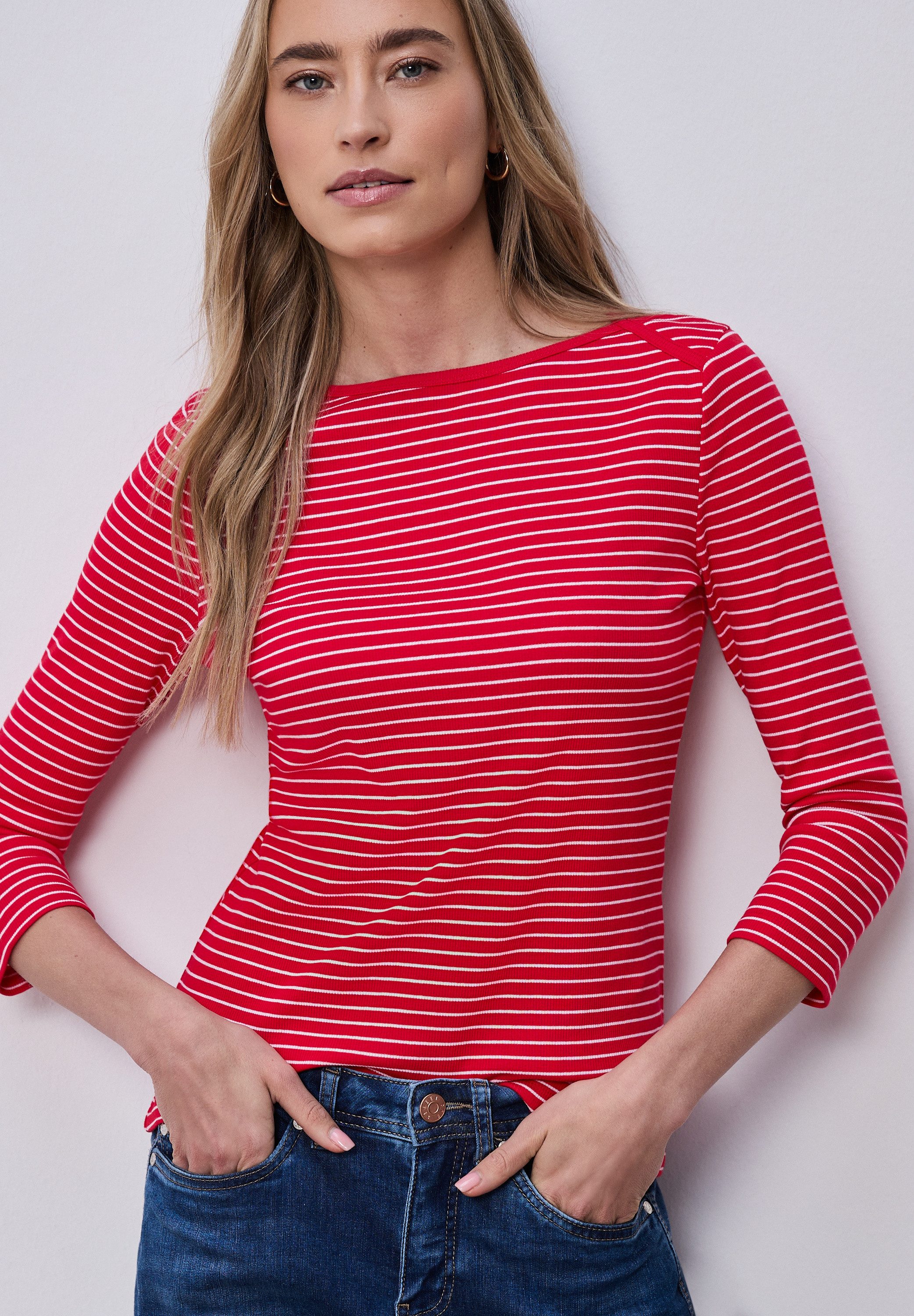 STREET ONE 3/4-Arm-Shirt mit U-Boot-Ausschnitt