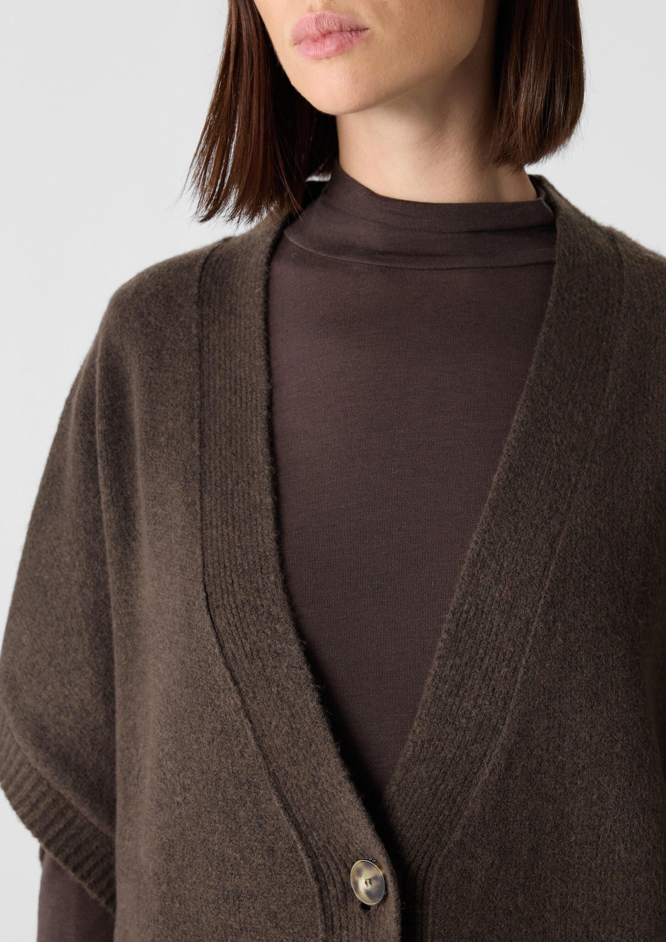 comma Cardigan Indoor-Poncho Poncho-Cape mit Knopfverschluss