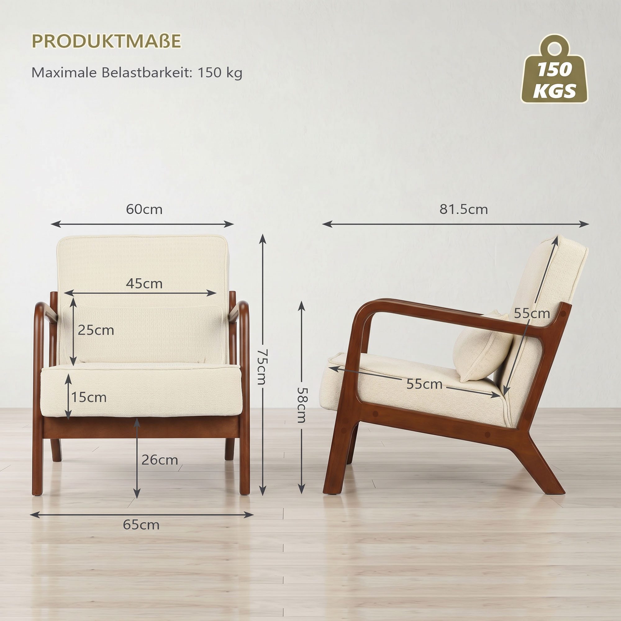 GRAVFORCE Ohrensessel mit Lendenkissen fur Wohnzimmer Chenille-Bezug Grün (1-St), Ergonomischer Sitzkomfort – Bild 2 von 5