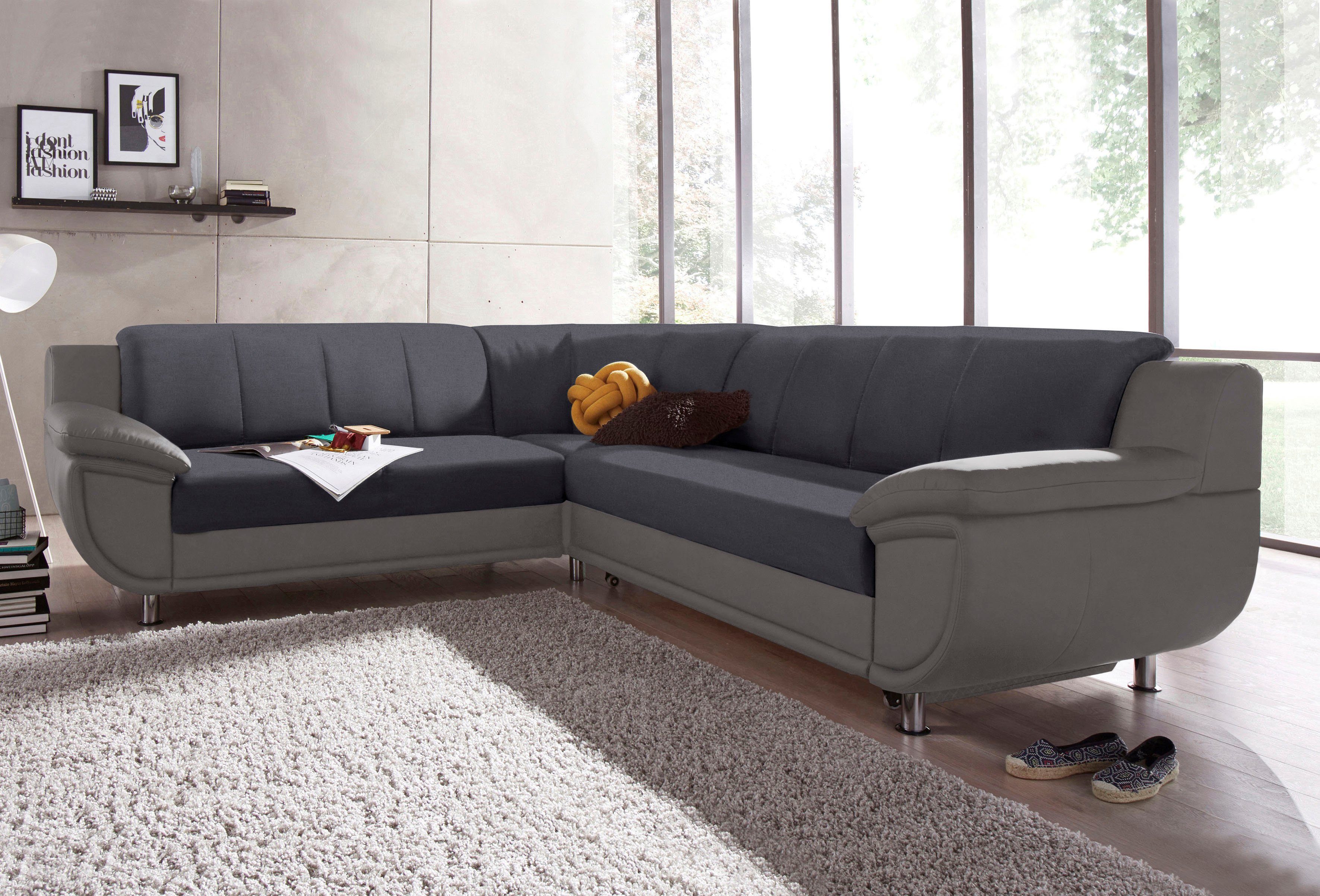 TRENDMANUFAKTUR Ecksofa Rondo 3, zeitlos und modern, im Materialmix, L-Form, wahlweise Federkern für hohen Sitzkomfort, wahlweise Bettfunktion