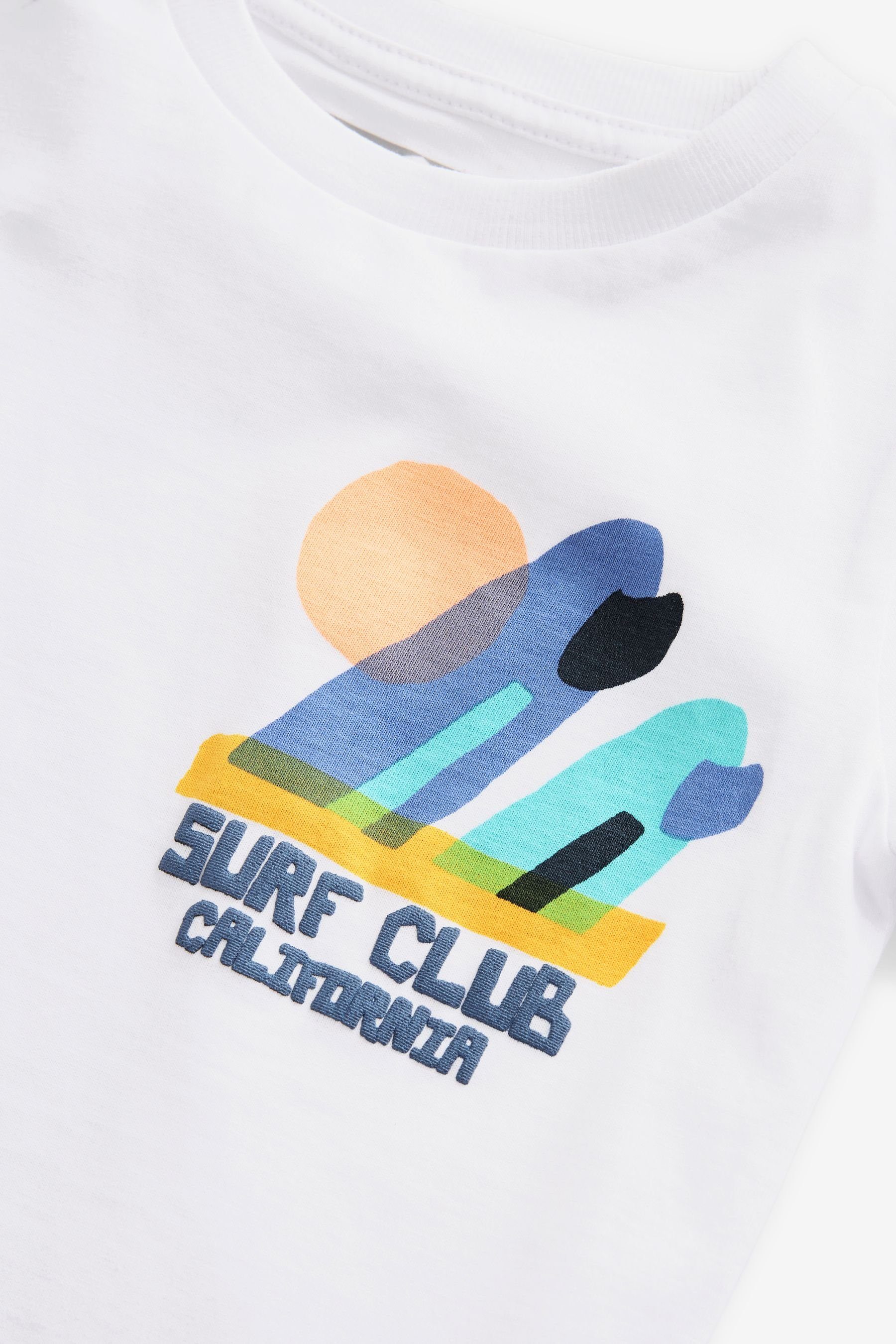 Next T-Shirt Kurzarm-T-Shirt White mit Surf (1-tlg) Figurenmotiv