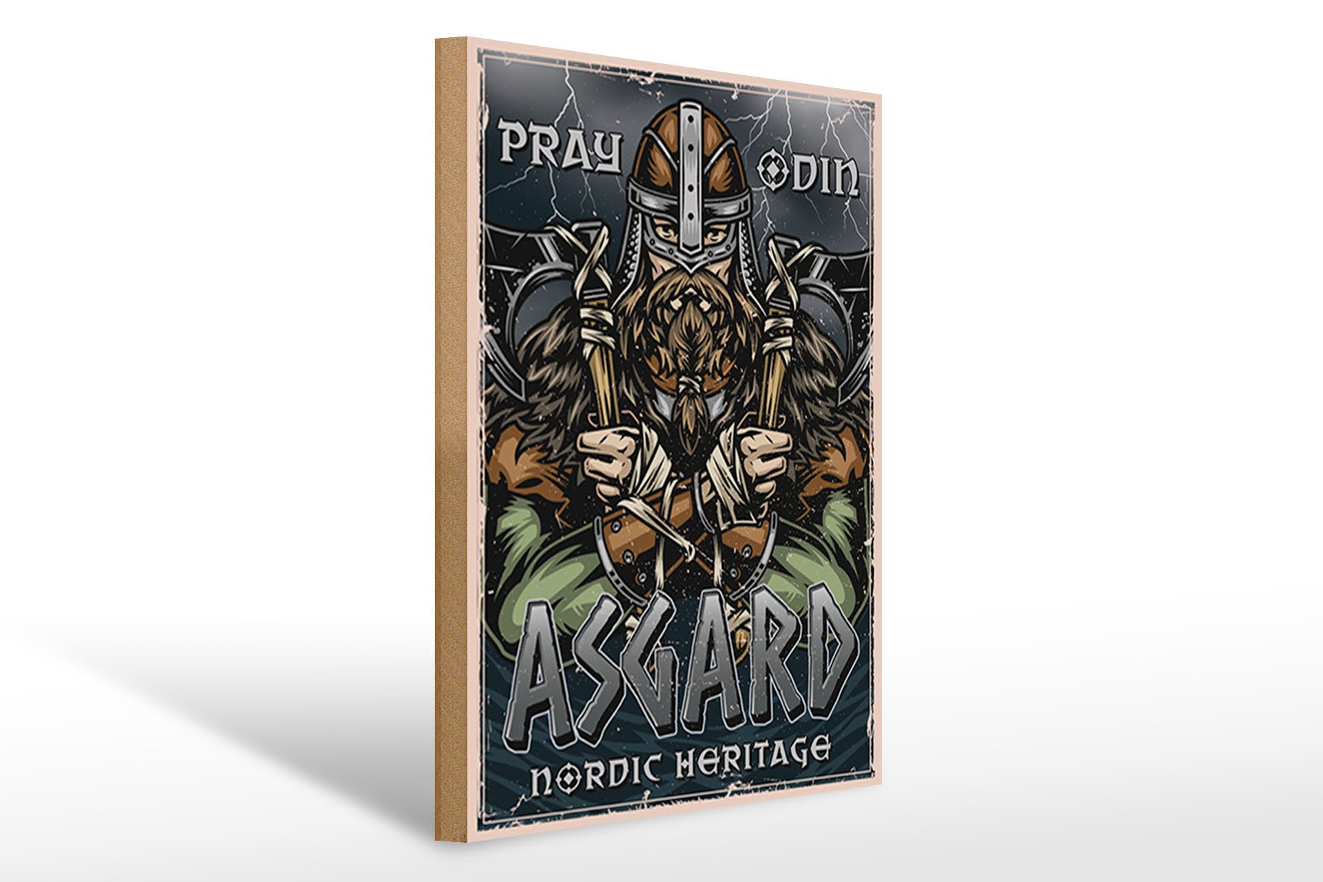 Holzbild Wikinger 30x40cm Asgard nordic heritage