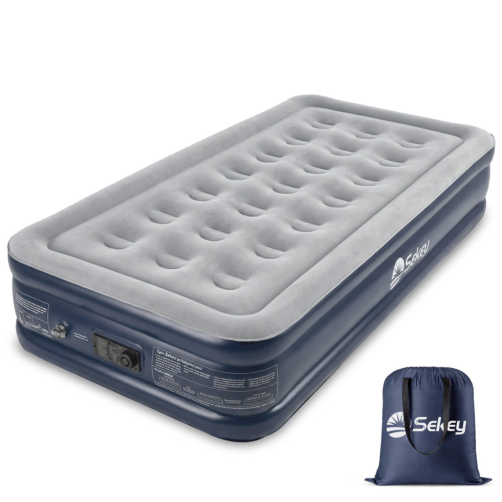 Sekey Luftbett Luftmatratze Selbstaufblasend Gästebett mit Integrierter Elektropumpe, 203x102x40cm - Luftbett Selbstaufblasend Einzelbett bis 200 kg