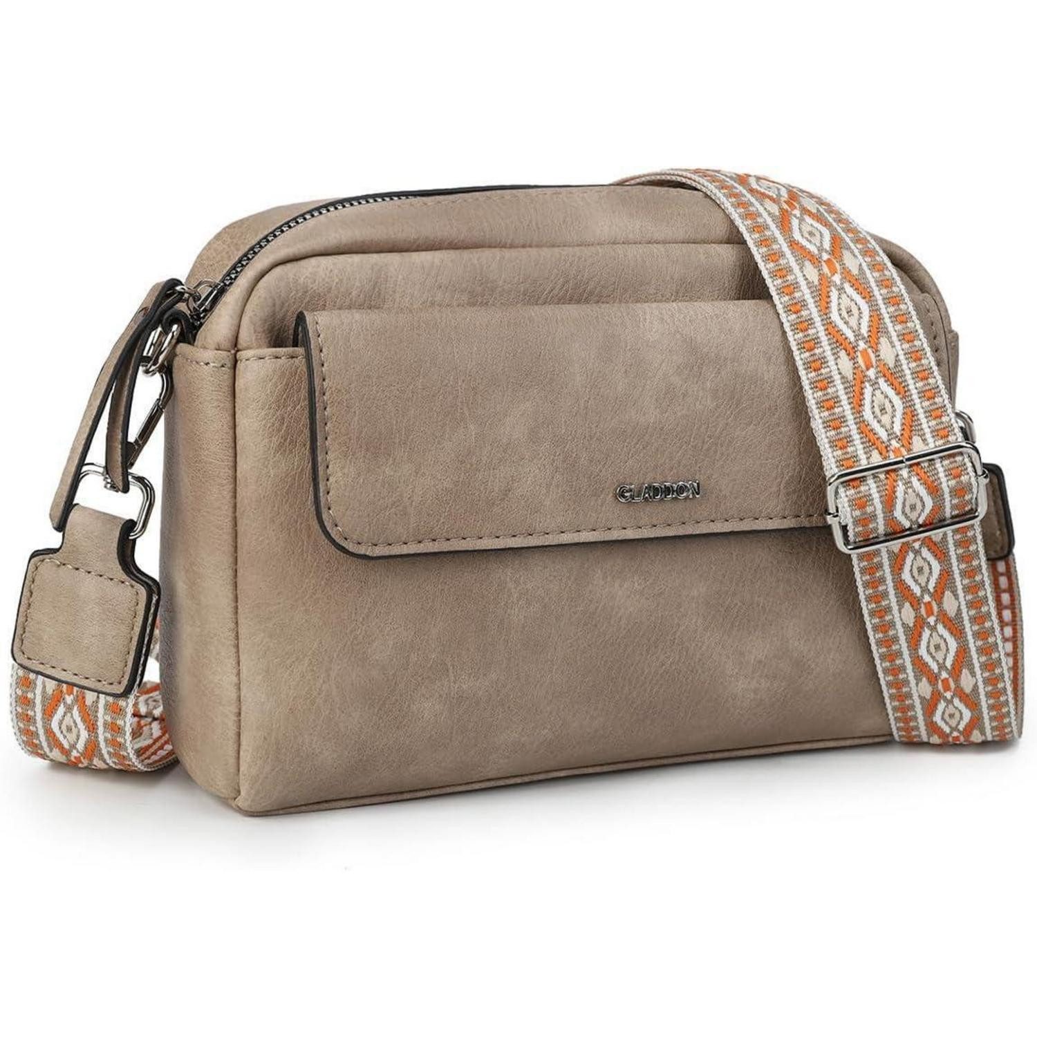 LuxusKollektion Umhängetasche Umhängetasche Damen PU Leder Crossbody Schultergurt Hell Taupe