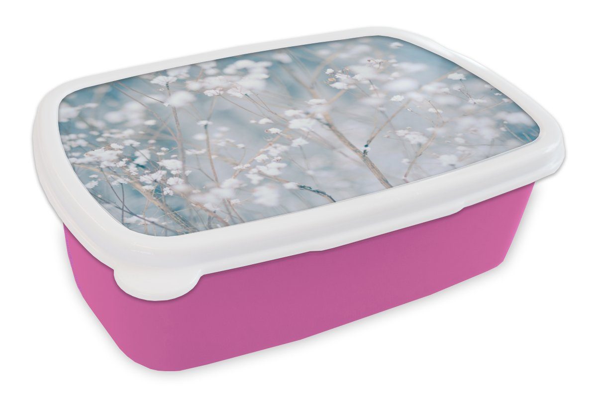 Lunchbox Äste für Botanisch, Snackbox, rosa Kunststoff Schnee Winter Kinder, Erwachsene, Mädchen, - Kunststoff, Brotbox MuchoWow - (2-tlg), Brotdose Natur - -