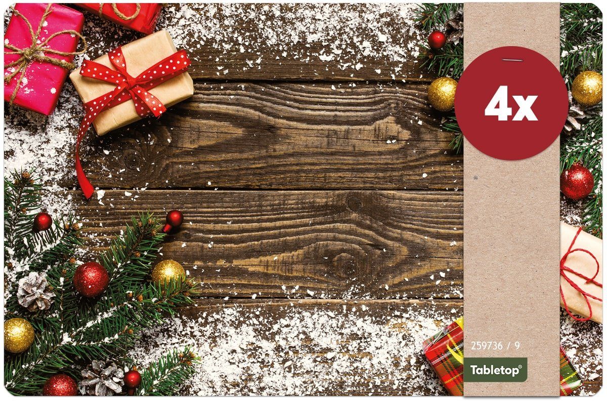 matches21 HOME & HOBBY Platzset Abwaschbare Tischsets 4er Set Weihnachten Geschenke, (4-St), Platzsets als Tisch-Untersetzer und Tisch-Deko für Esstisch Teller