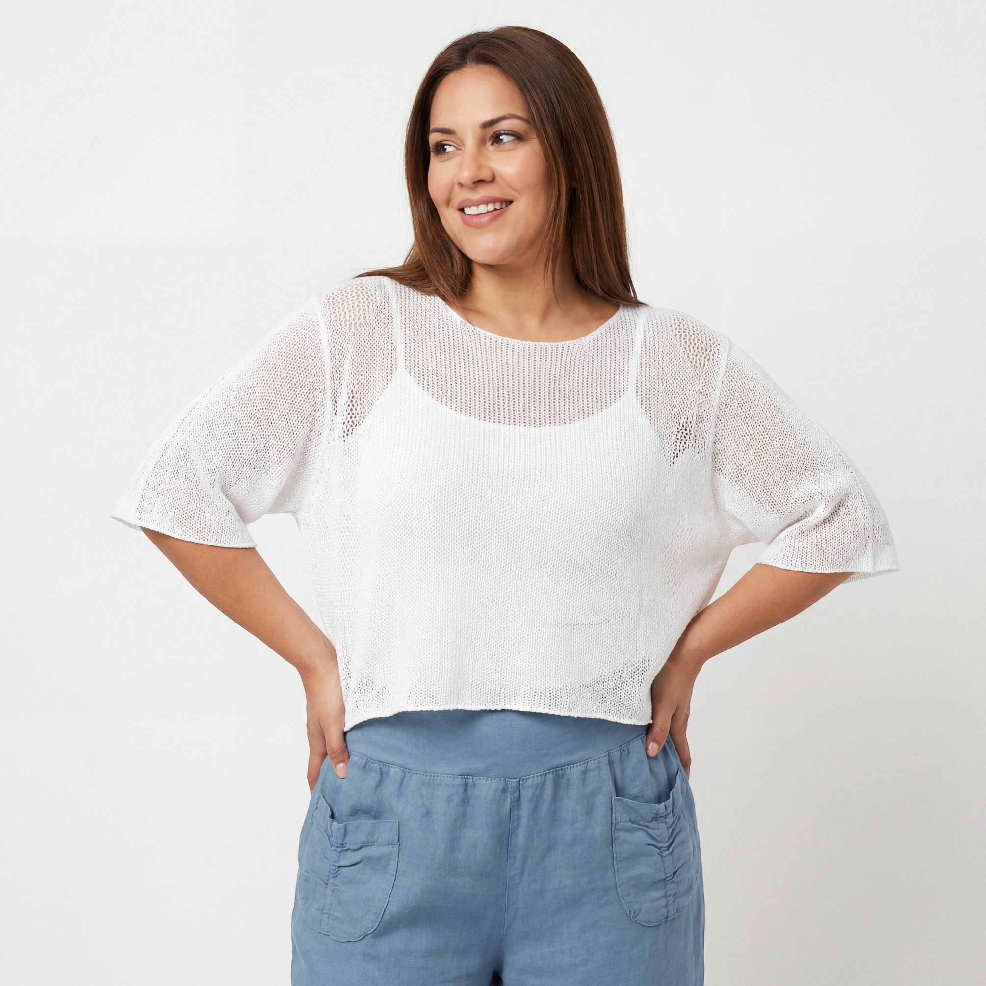 OriginalYou Kurzarmshirt Strick Shirt Damen Kurzarm Sweatshirt