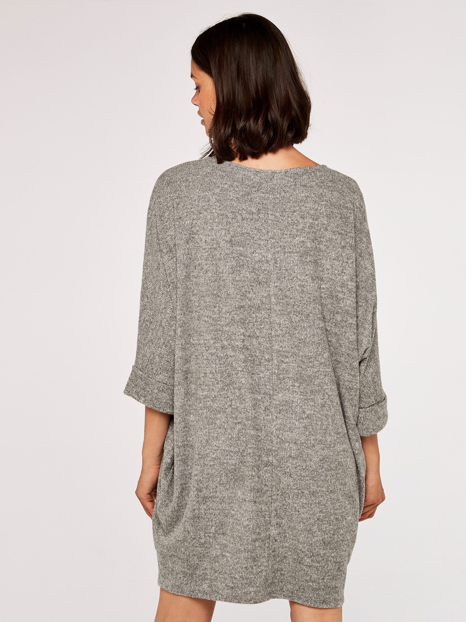 Apricot Strickkleid Cocoon-Minikleid mit Umschlagärmeln – Bild 4 von 4