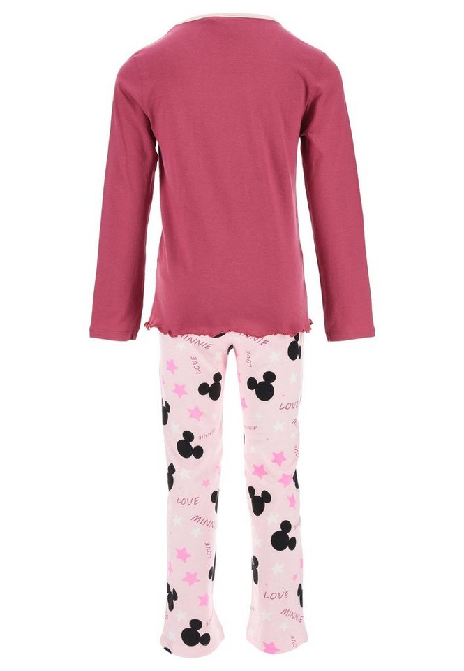 Disney Minnie Mouse Schlafanzug Mädchen Schlafanzug Kinder Pyjama Langarm  Shirt + Schlaf-Hose (2 tlg) Mini Maus