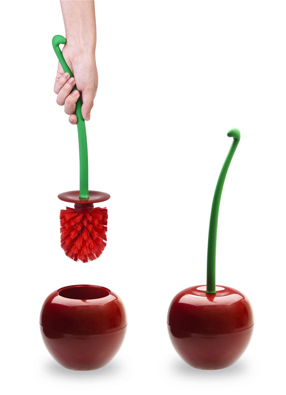 Qualy Design WC-Reinigungsbürste Cherry, Toilette, Bad, WC, (Kunststoff, ca. Ø 14,3 x 38,5 cm), WC-Garnitur, Kirsche, Rot – Bild 3 von 5