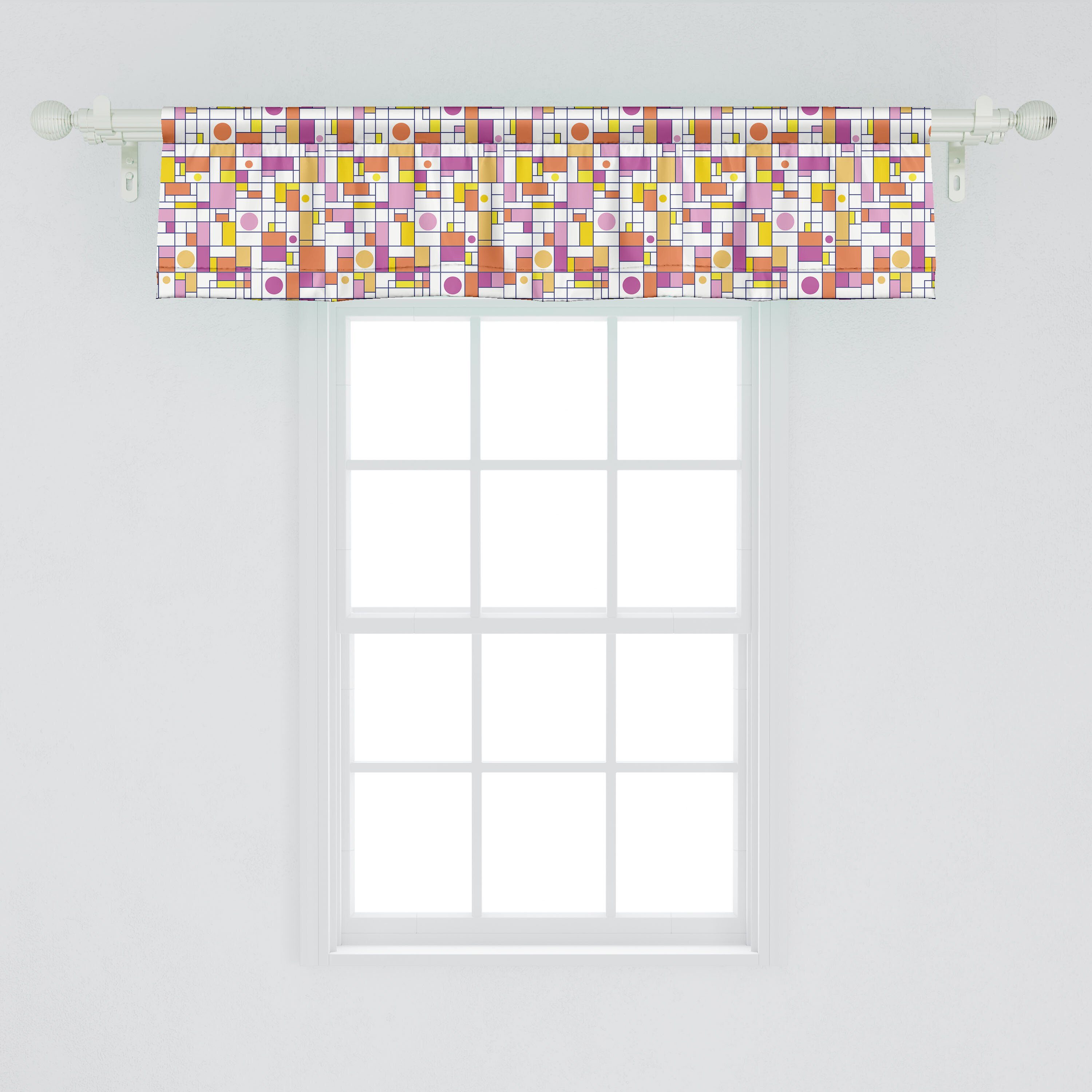 Scheibengardine Vorhang Volant für Geometrisch Microfaser, Küche Schlafzimmer Dekor Runden mit und Abakuhaus, Rectangles Stangentasche