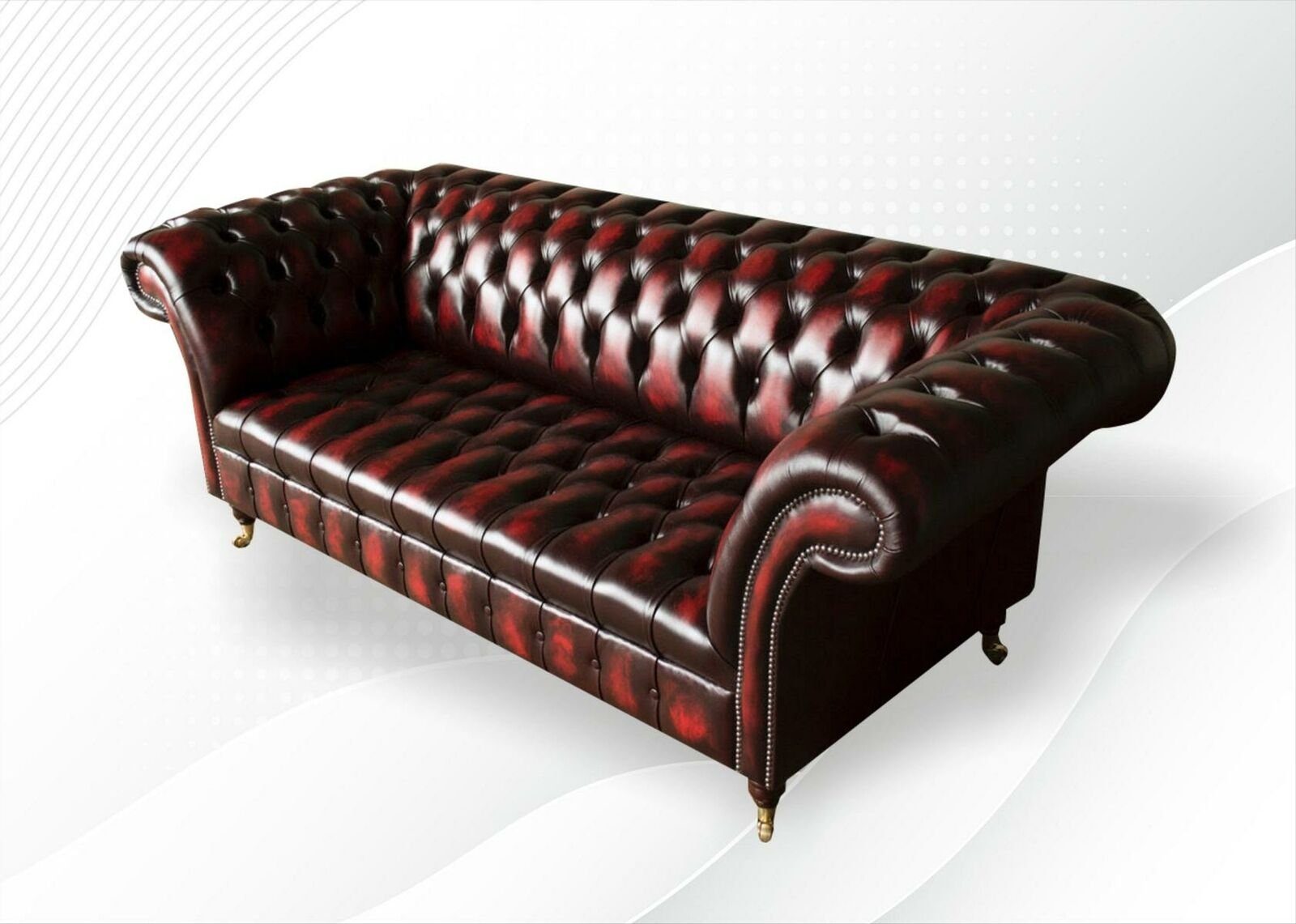 Made Dreisitzer 3-er Chesterfield Modern in Dunkelroter Neu, Europe JVmoebel Chesterfield-Sofa Couch
