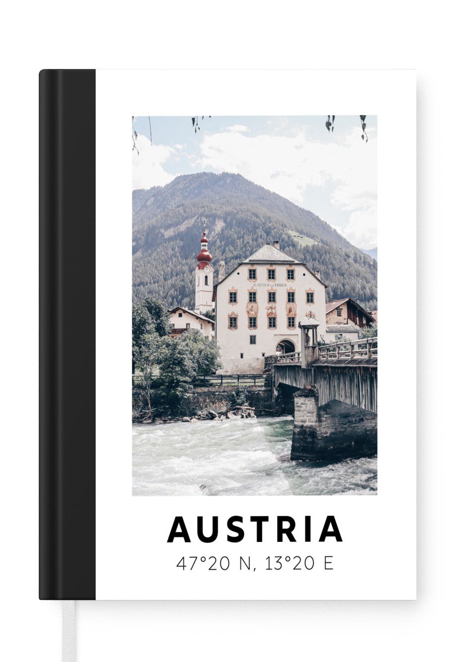Notizbuch Journal, Herberge, A5, Notizheft, Österreich Haushaltsbuch MuchoWow - Seiten, 98 Tagebuch, Alpen Merkzettel, - Wasser -