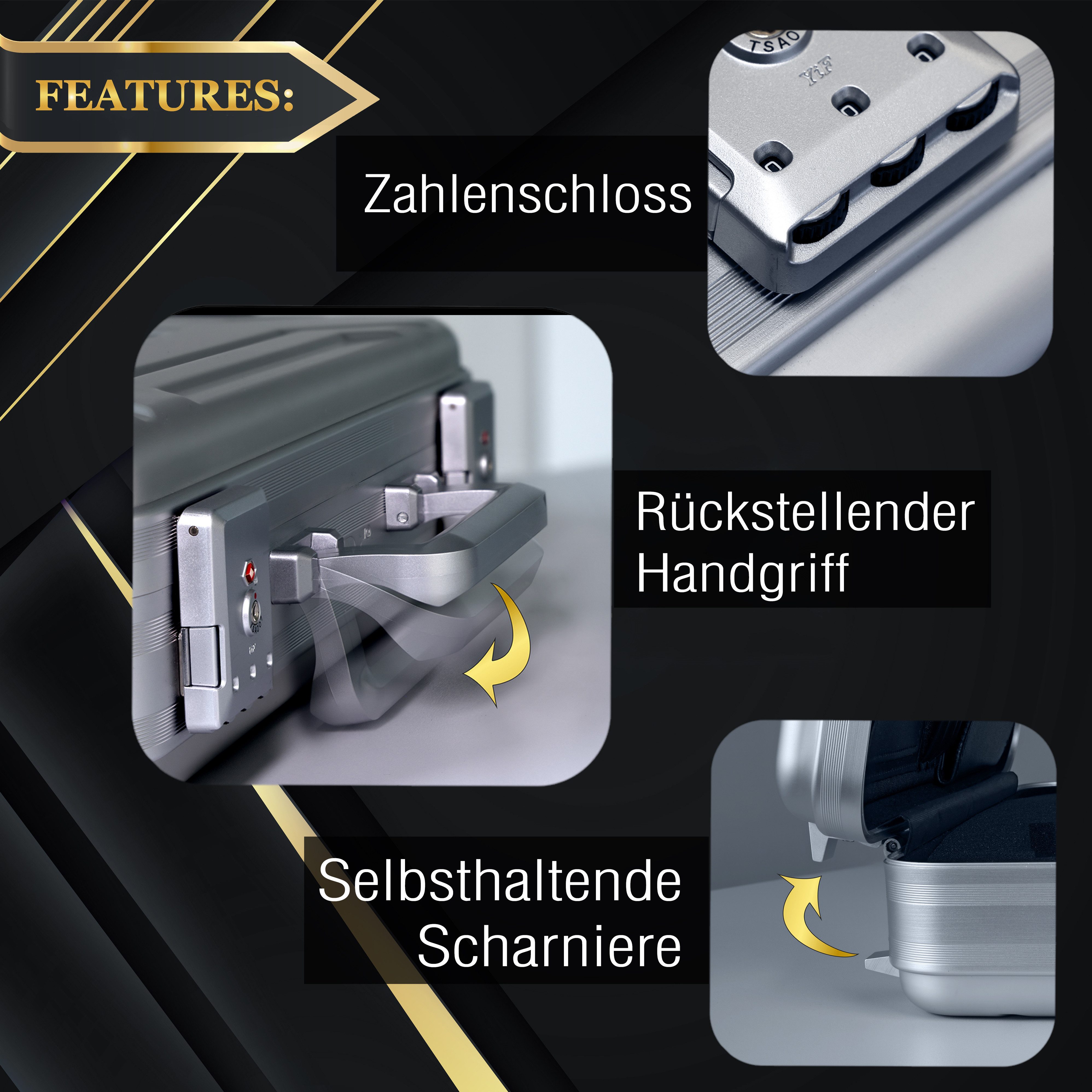 YPC Business-Koffer "EliteGuard" Voll-Aluminiumkoffer-mit Würfelschaum & Do günstig online kaufen