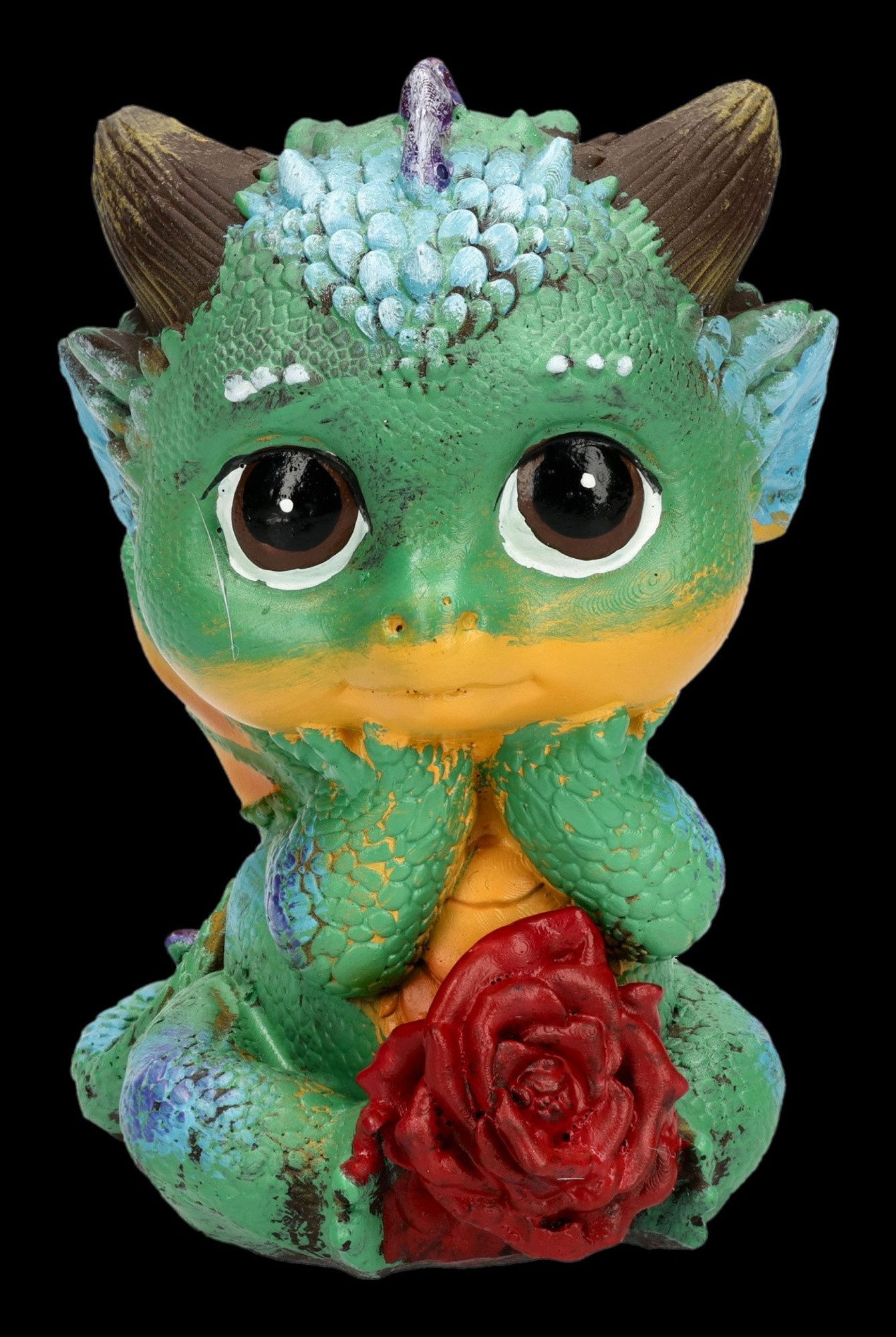 Figuren Shop GmbH Fantasy-Figur Drachen Figur Mini Cinders – Fantasy Statue Rose Dekofigur 8 cm Drache