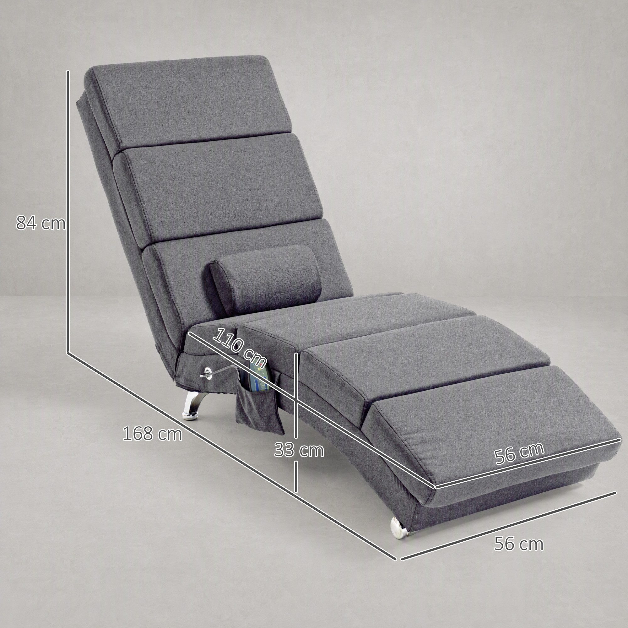 HOMCOM Massagesessel Relaxsessel TV Sessel mit Liegefunktion Massage Wärmefunktion (Relaxsessel, 1-St., Elektrisch Fernsehsessel), TV Sessel mit Lendenkissen Se – Bild 3 von 5