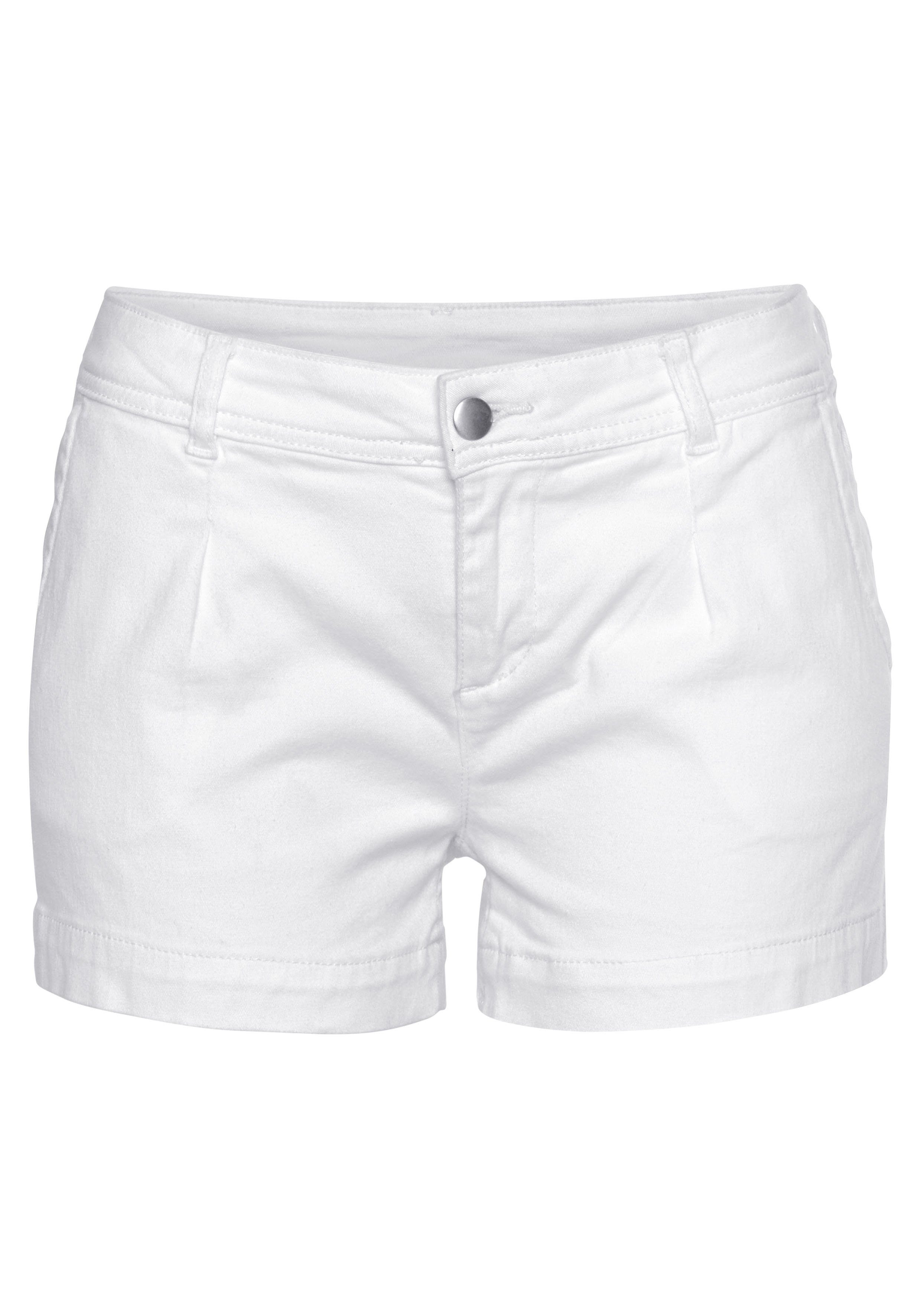 aus Freizeitlook Shorts weiß kurze LASCANA Baumwollstretch mit Taschen, Hose,