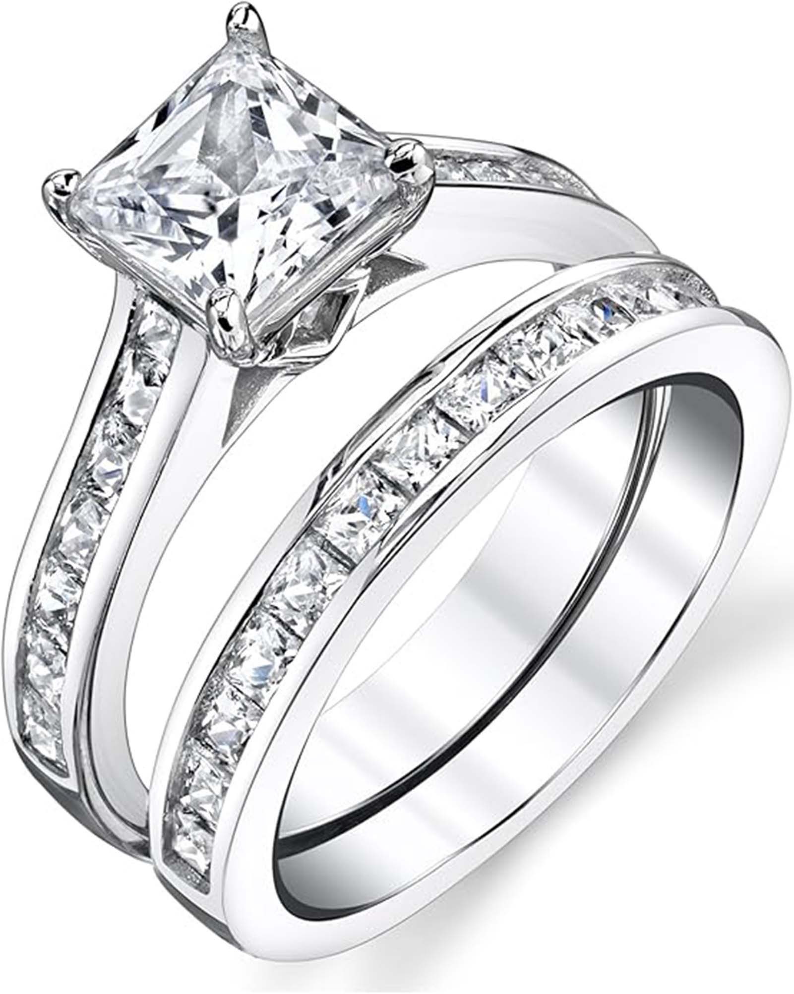 Jumpeak Diamantring Trauringe Eheringe Set 2 Teilig,Gold 585 Ring Damen,Diamant Ring Damen, 1.5ct D VS1 2ex,Verlobungsring,Geschenk für Frau,Schwester Geschenk