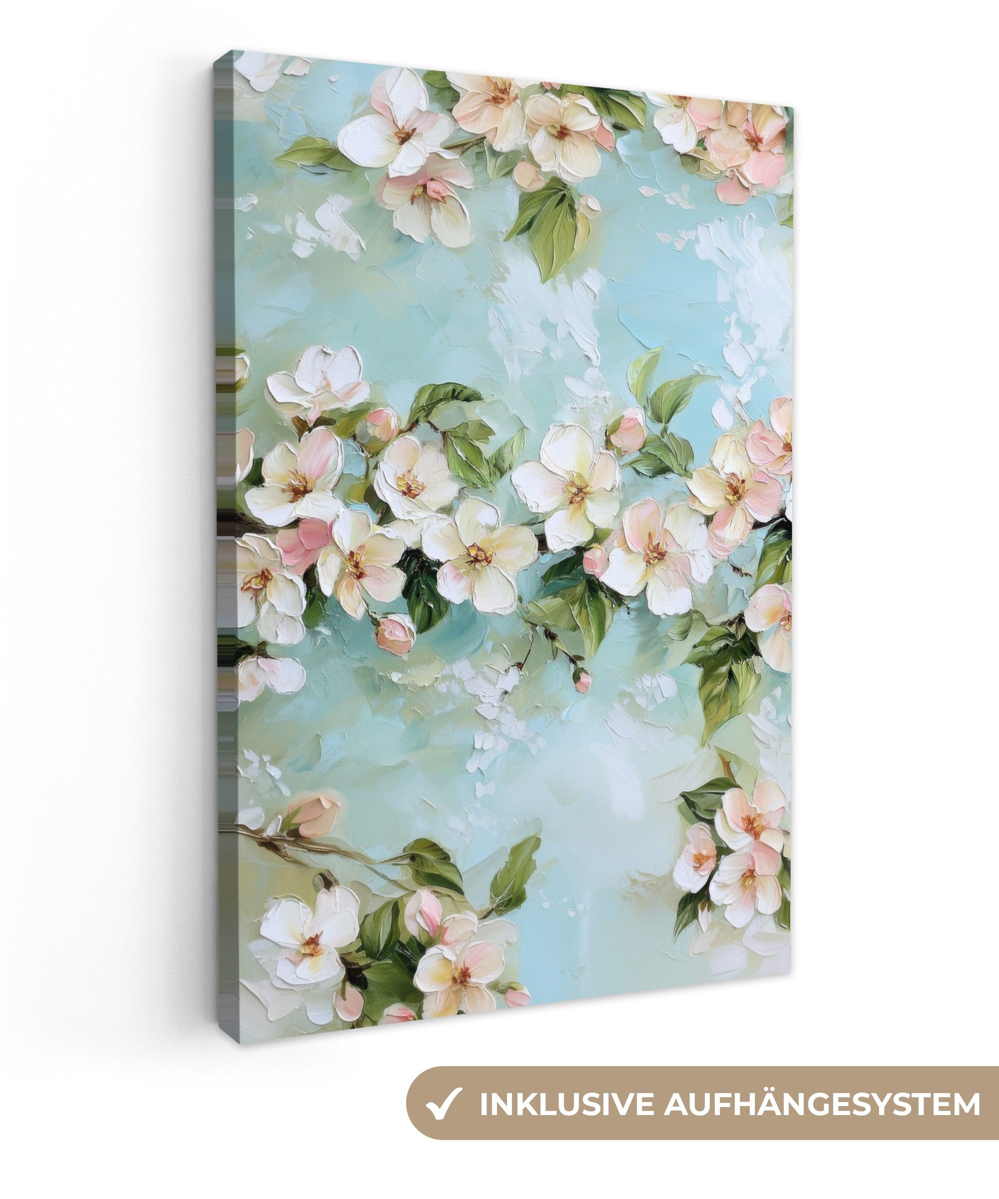OneMillionCanvasses® Leinwandbild Blüte - Blätter - Hellblau, Fotodruck (1 günstig online kaufen