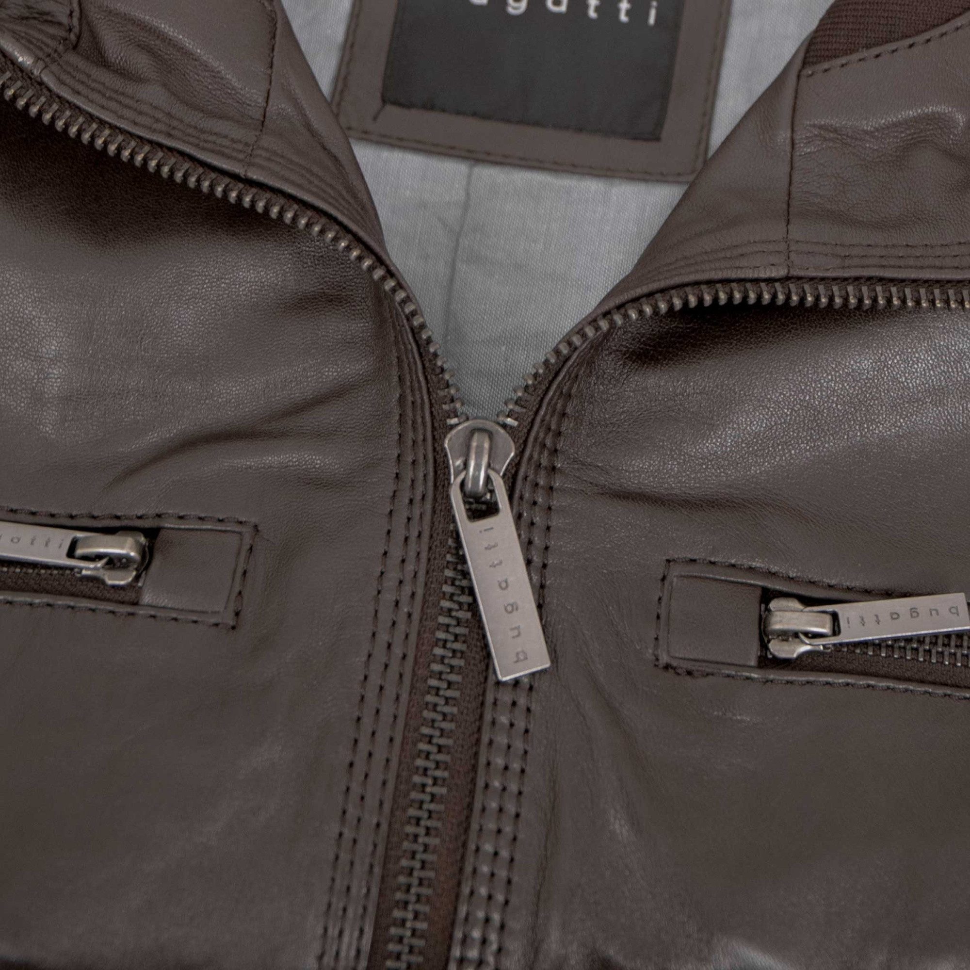 bugatti Lederjacke BGT-022/M Bugatti - Herren Lederjacke Lammnappa dunkelbraun