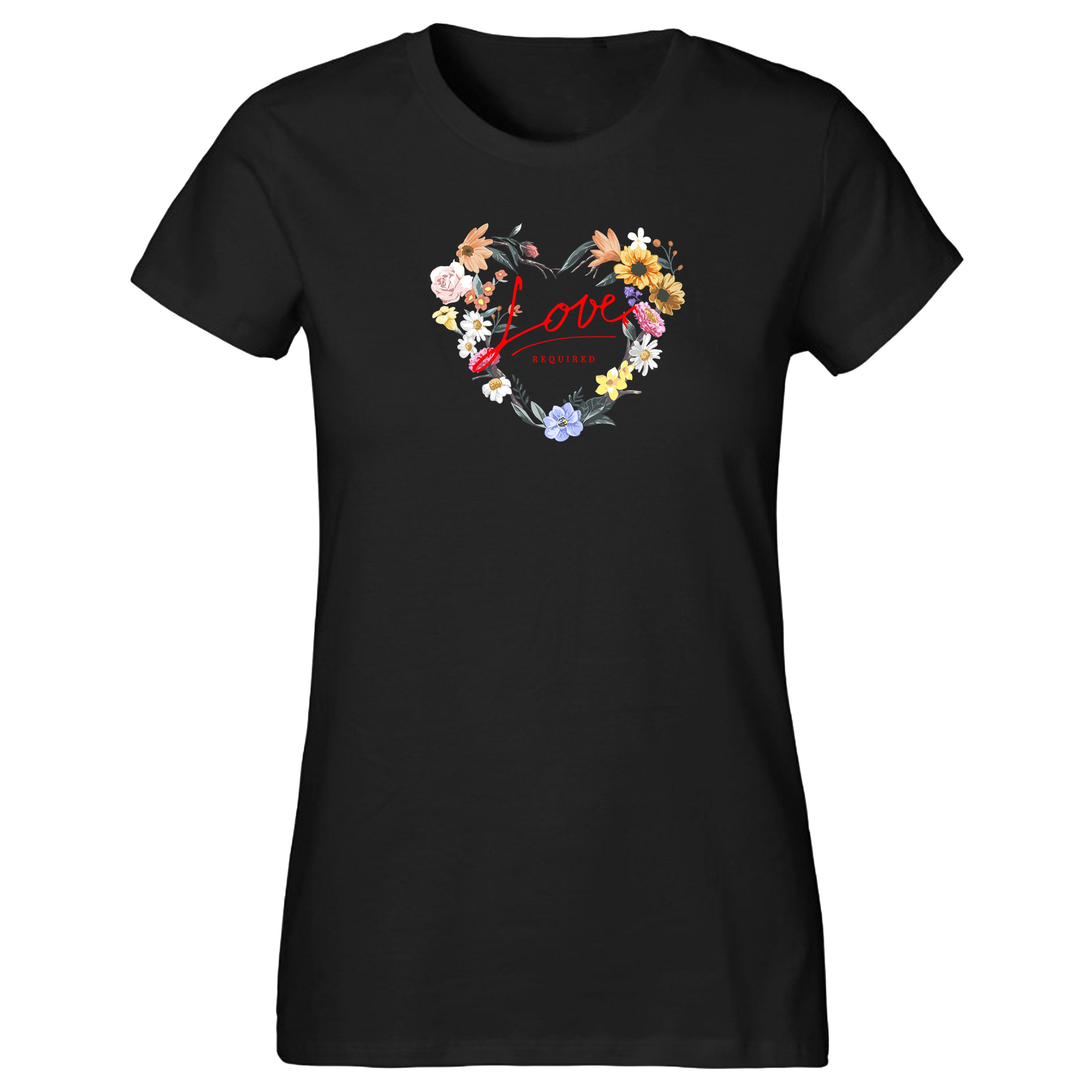 T-Shirt Damen Freizeit Sommer Basic Rundhals Herz Love