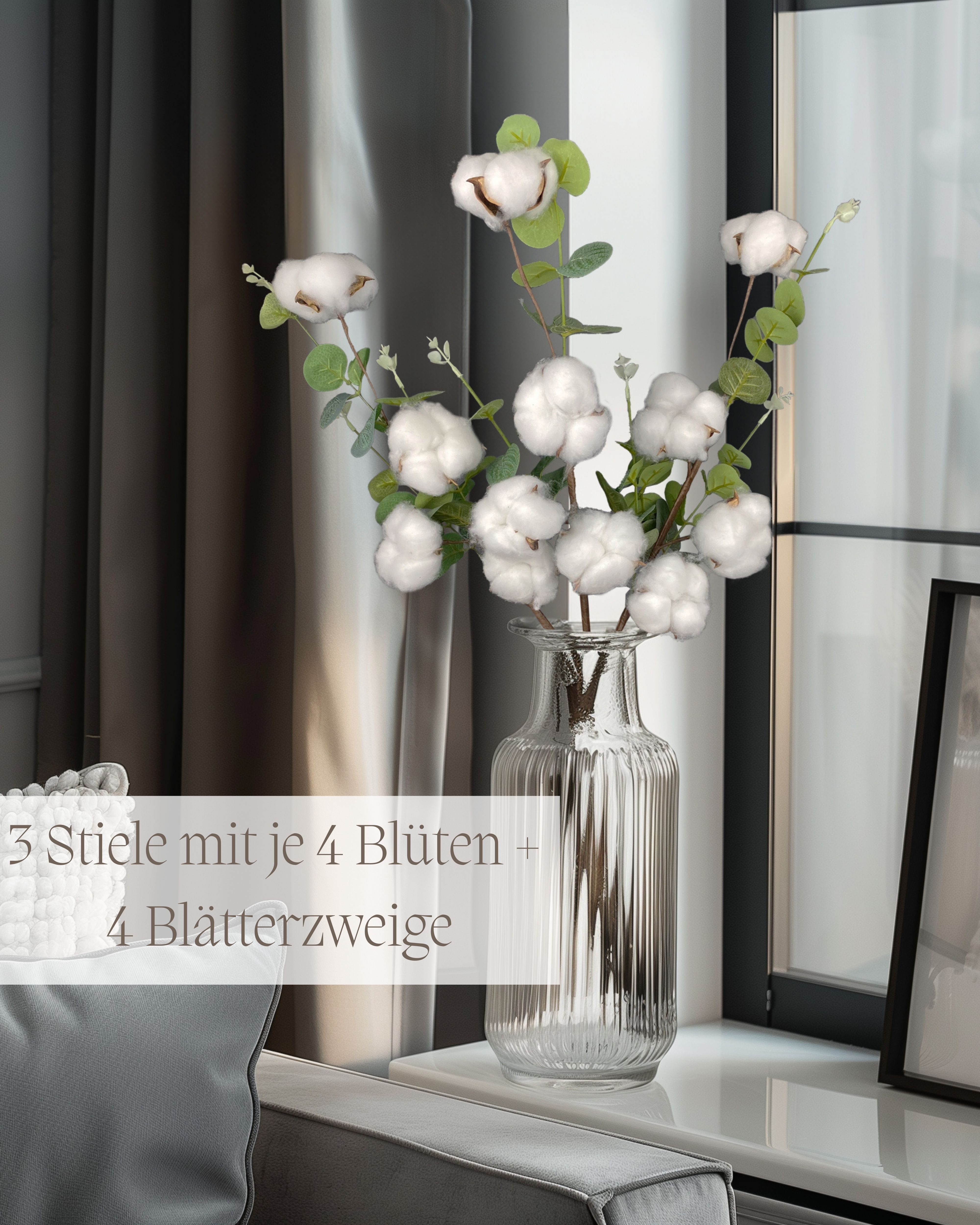 Trockenblume Echter Baumwollzweig - Baumwolle Zweig, Trockenblumen, Pampasg günstig online kaufen