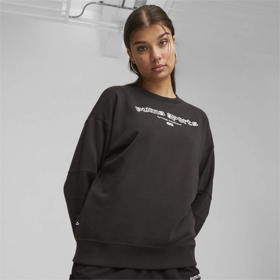 PUMA Sweatshirt PUMA TEAM Sweatshirt Damen, Gewebtes PUMA Archive No. 1  Logo-Label am Saum rechts