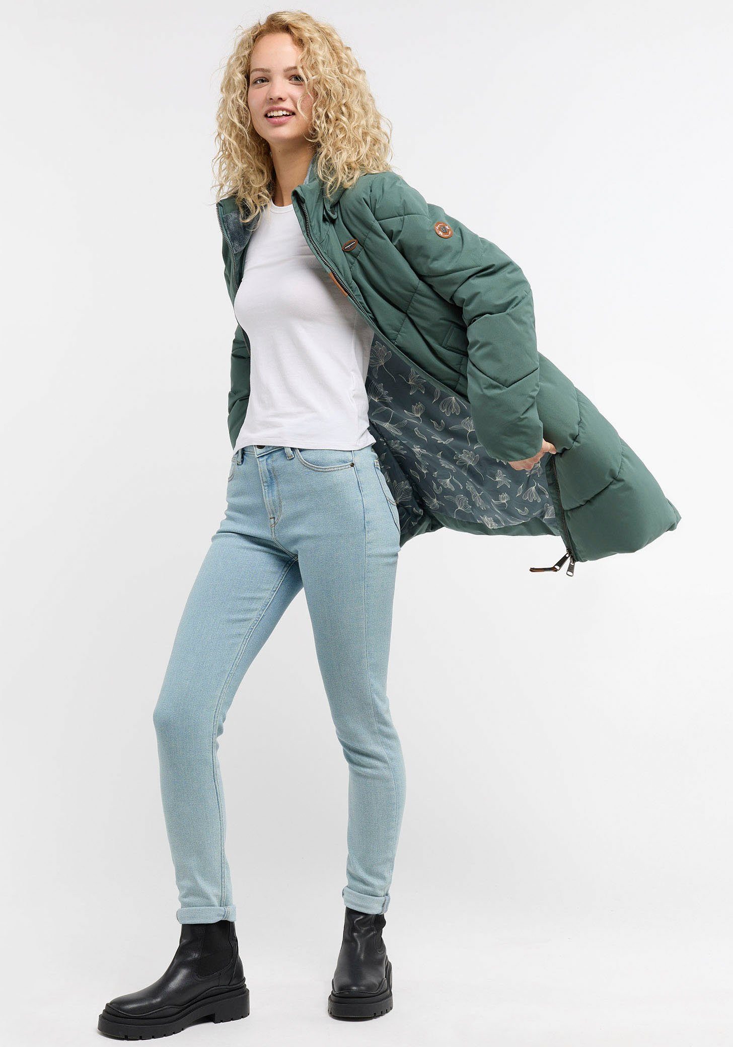 Ragwear Steppjacke REBELKA Winter-Stepp-Longmantel GREEN PINE