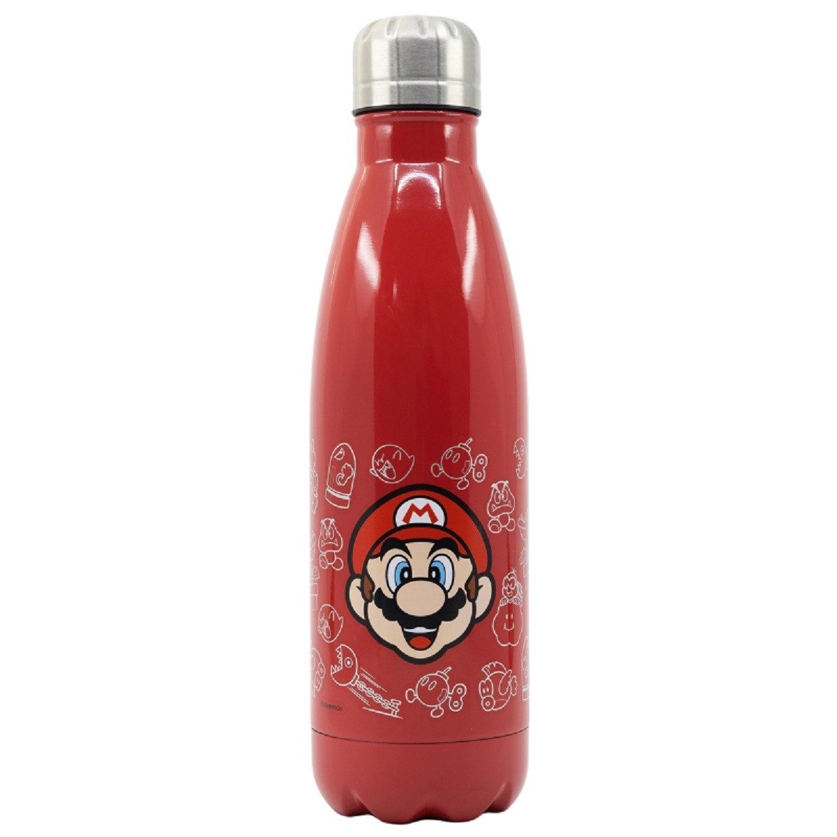 Super Mario Trinkflasche - Stainless Steel Bottle 780 ml mit Schraubverschluss, Edelstahl