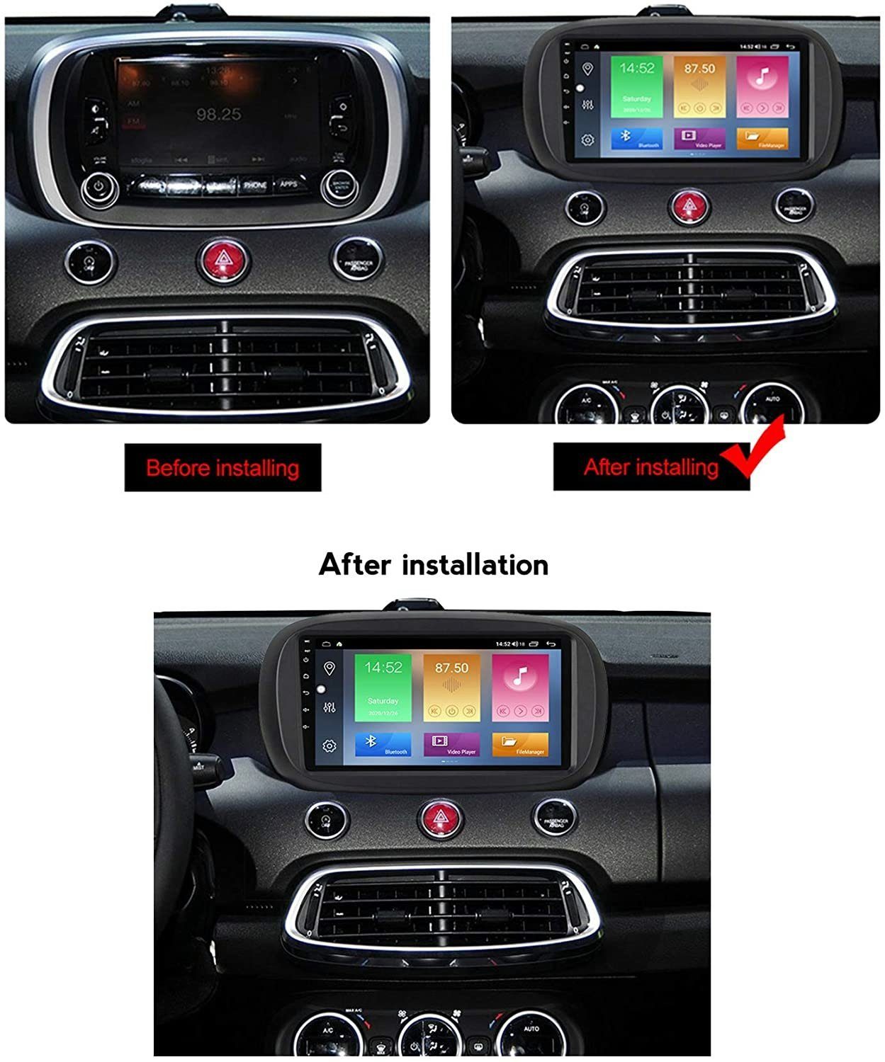 Autoradio Autoradio 11 für 500X FIAT 2014-2019 GPS 9 Android Navi zoll GABITECH