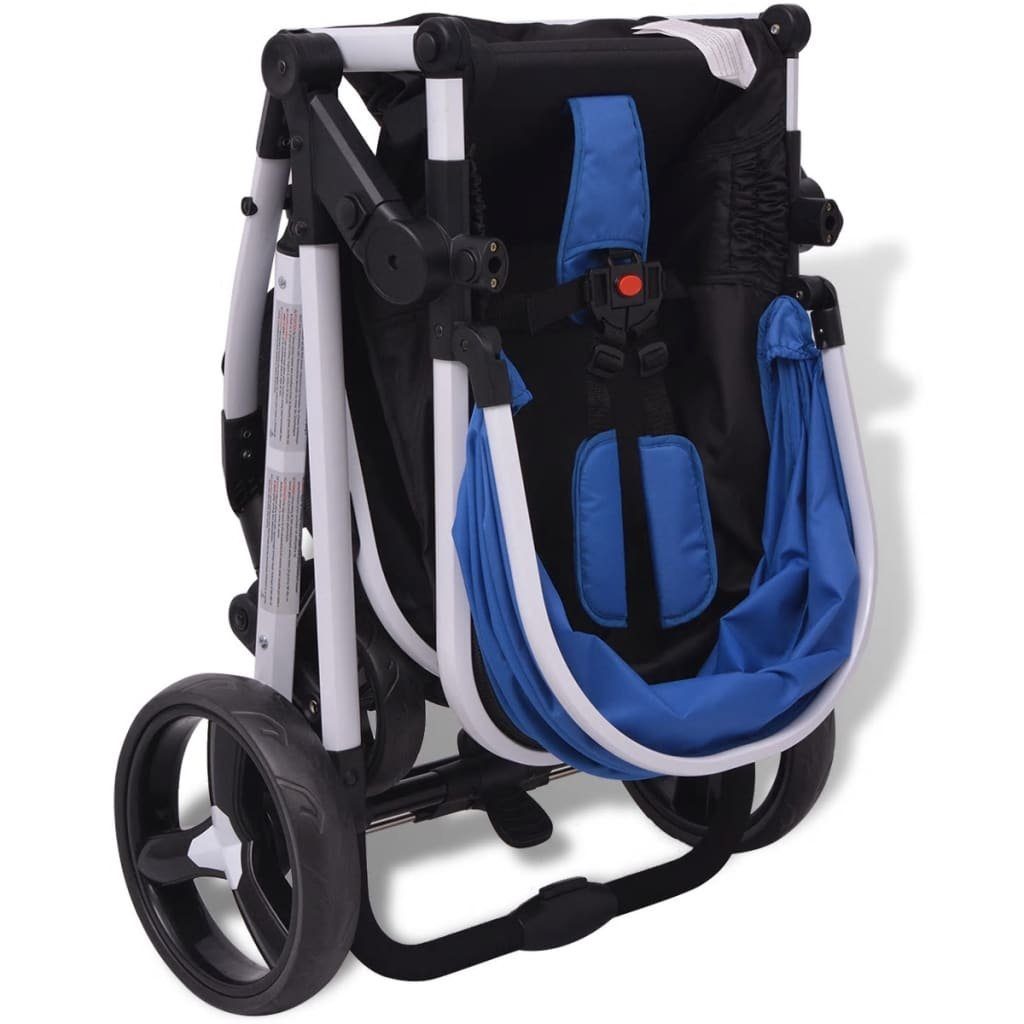 | Schwarz Kinder-Buggy Blau Blau vidaXL Blau Aluminium Kinderwagen und 3-in-1