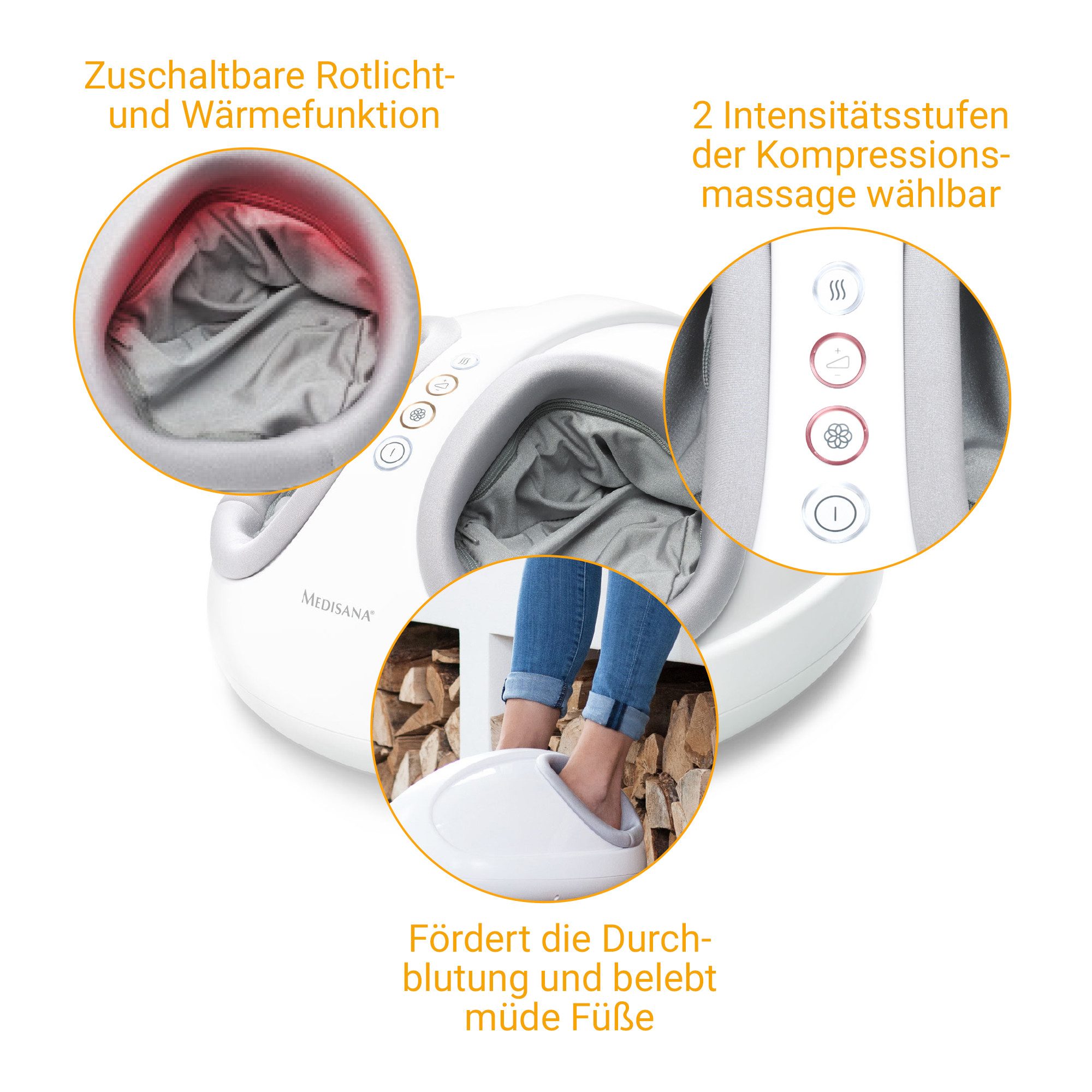 medisana Fußmassagegerät FM 888, Shiatsu-Massage, Kompressionsmassage, komfortabel bis Schuhgröße 46 – Bild 4 von 5