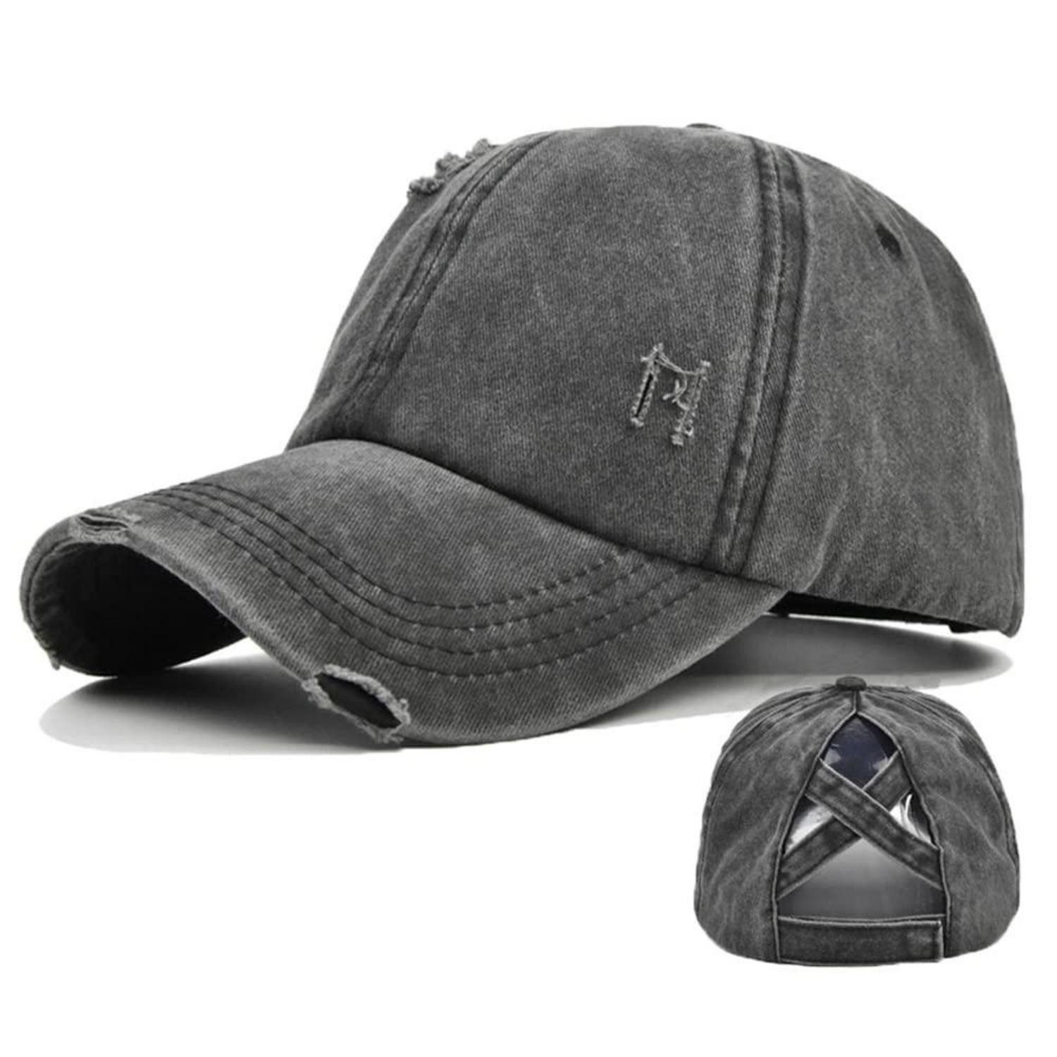 Baseball Cap Baseballkappe Damen Pferdeschwanz Sonnenhut Einheitsgröße 1 Schwarz
