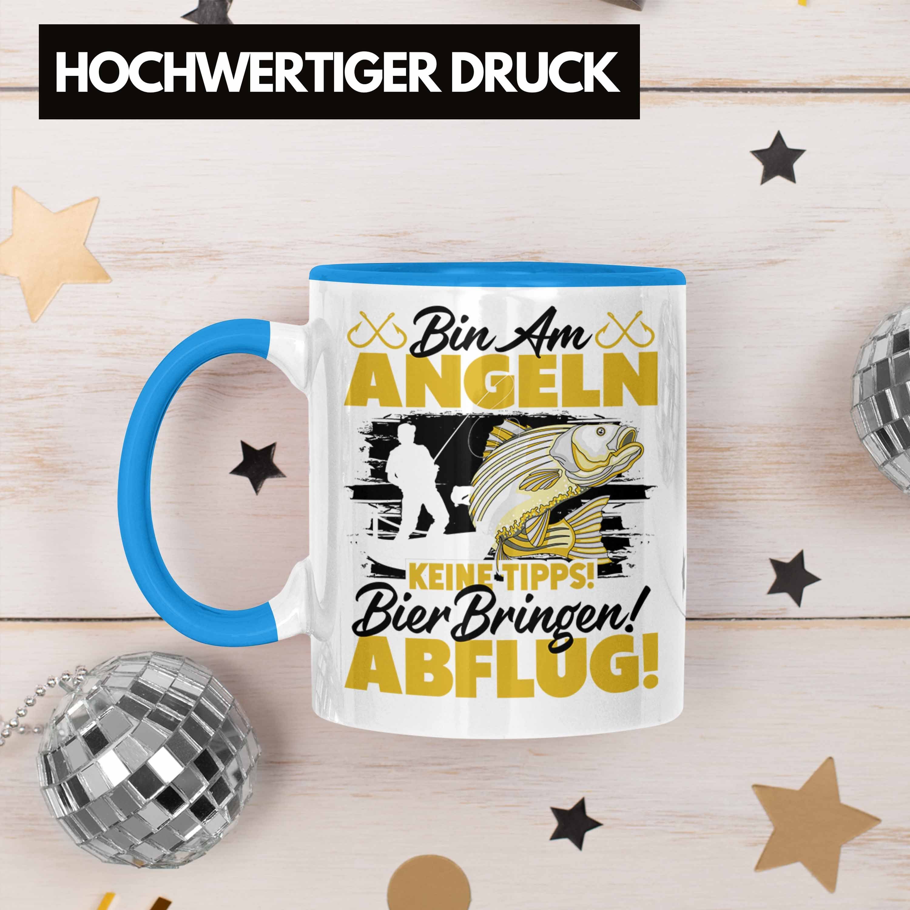 Geschenk Männer Geschenkidee Spruch - Trendation Witzig Angler mit Fischer Trendation für Tasse Blau Becher Für Tasse