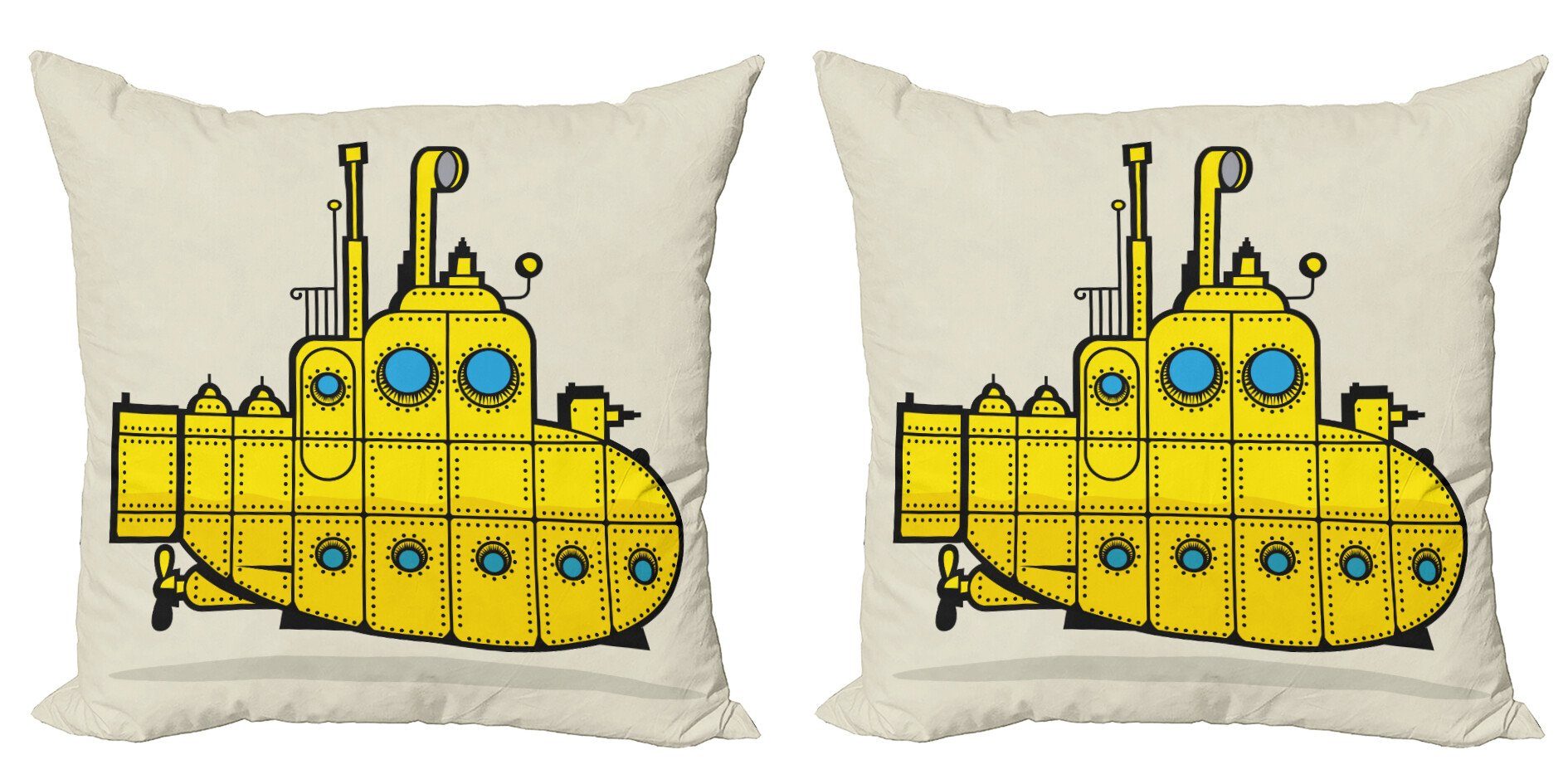 Digitaldruck, Grunge-Stil Abakuhaus Stück), (2 Modern Gelbes Doppelseitiger Kissenbezüge Accent U-Boot