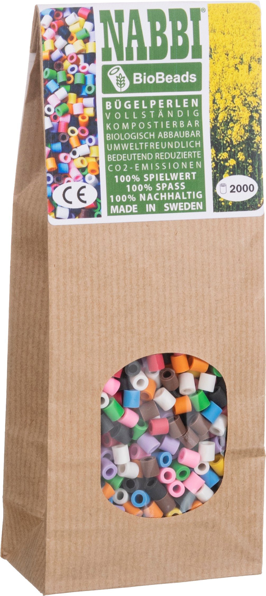 NABBI Bügelperlen Nabbi Bio, 2.000 Stk., 10 Farben Mix