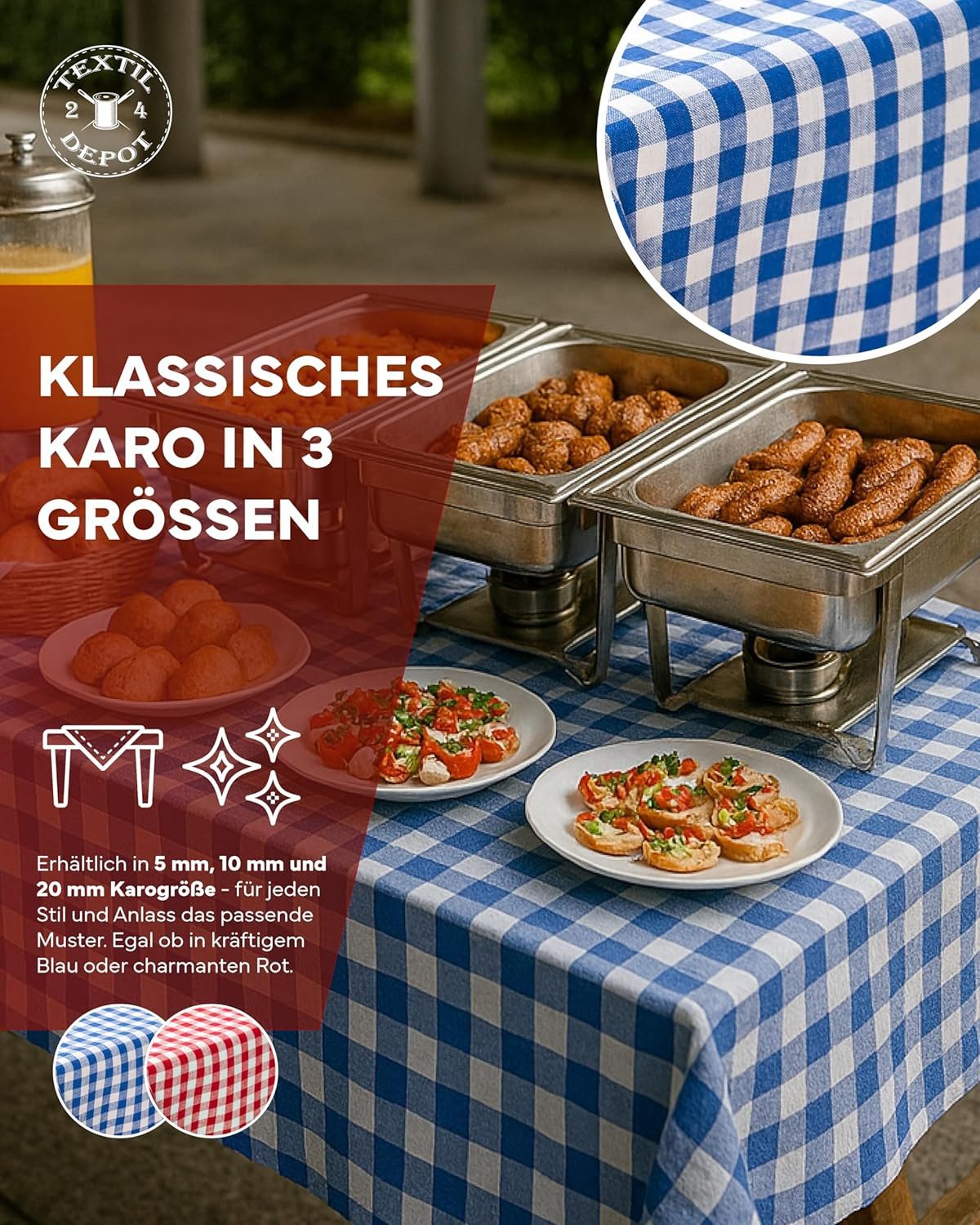 texpot Tischdecke kariert Landhausstil Bauernkaro 100% Baumwolle (1-tlg)