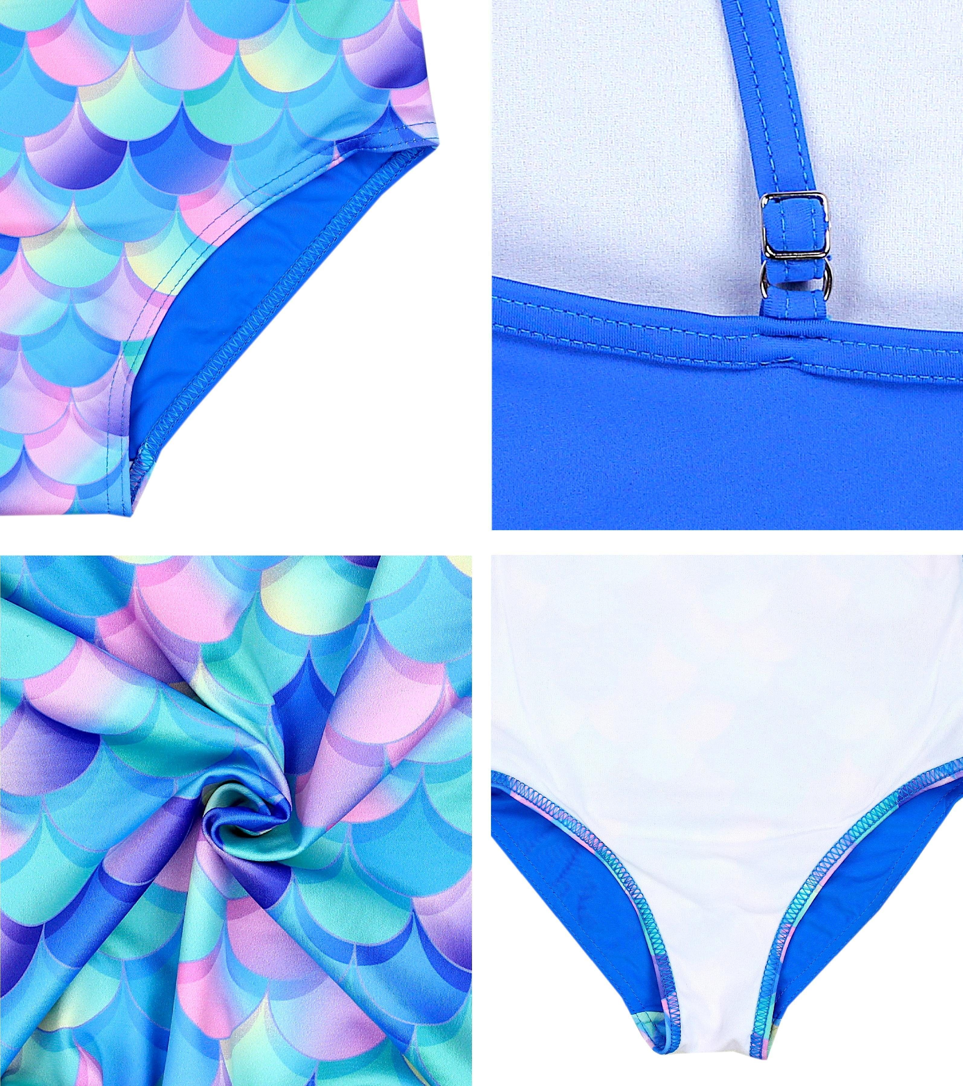 Aquarti / Streifen Blau Spaghettiträgern Meerjungfrau / Violett Rosa Badeanzug Aquarti Badeanzug mit Mädchen