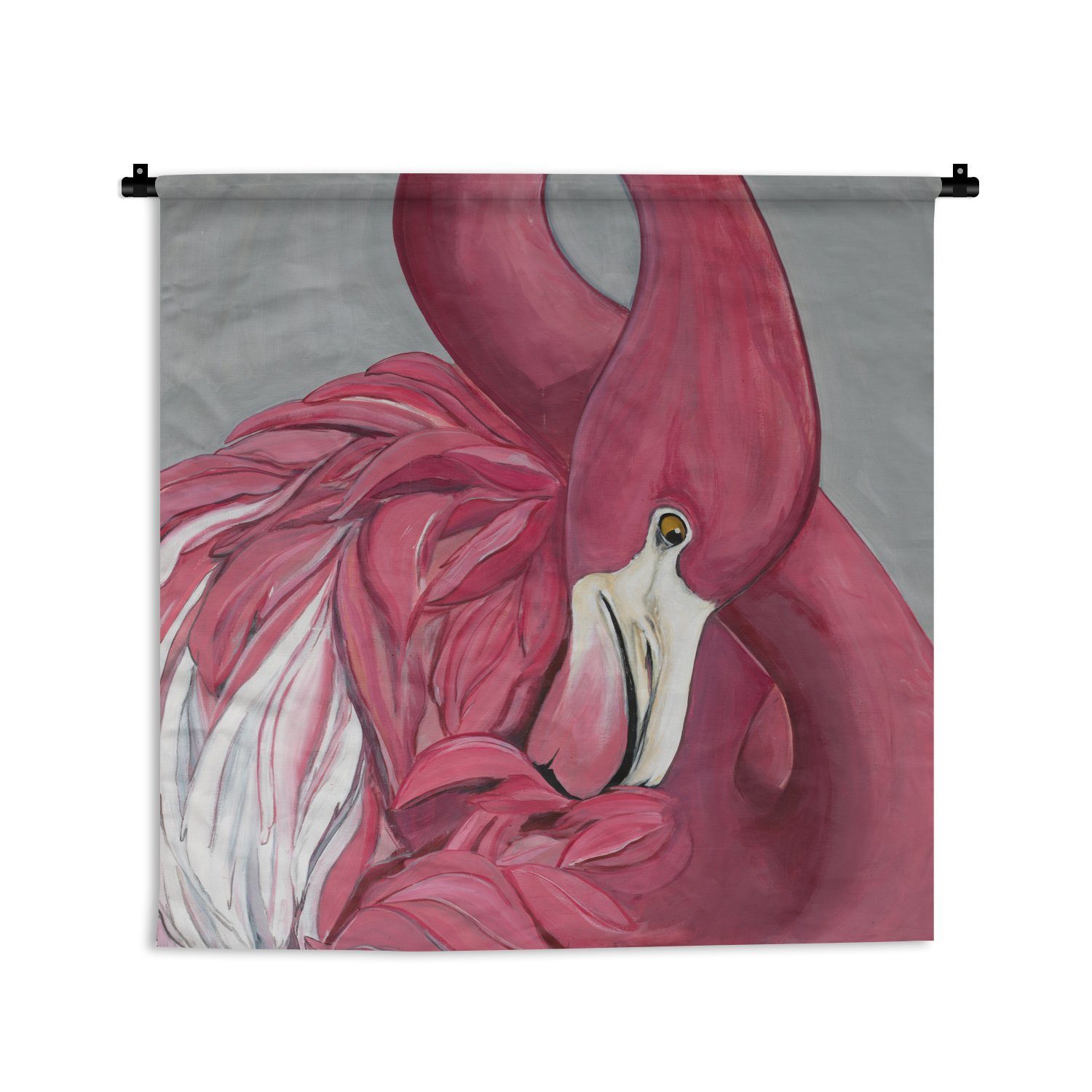 MuchoWow Wanddekoobjekt Flamingo - Rosa - Vogel - Tiere, Wanddeko für Wohnzimmer, Schlafzimmer, Kleid, Wandbehang, Kinderzimmer