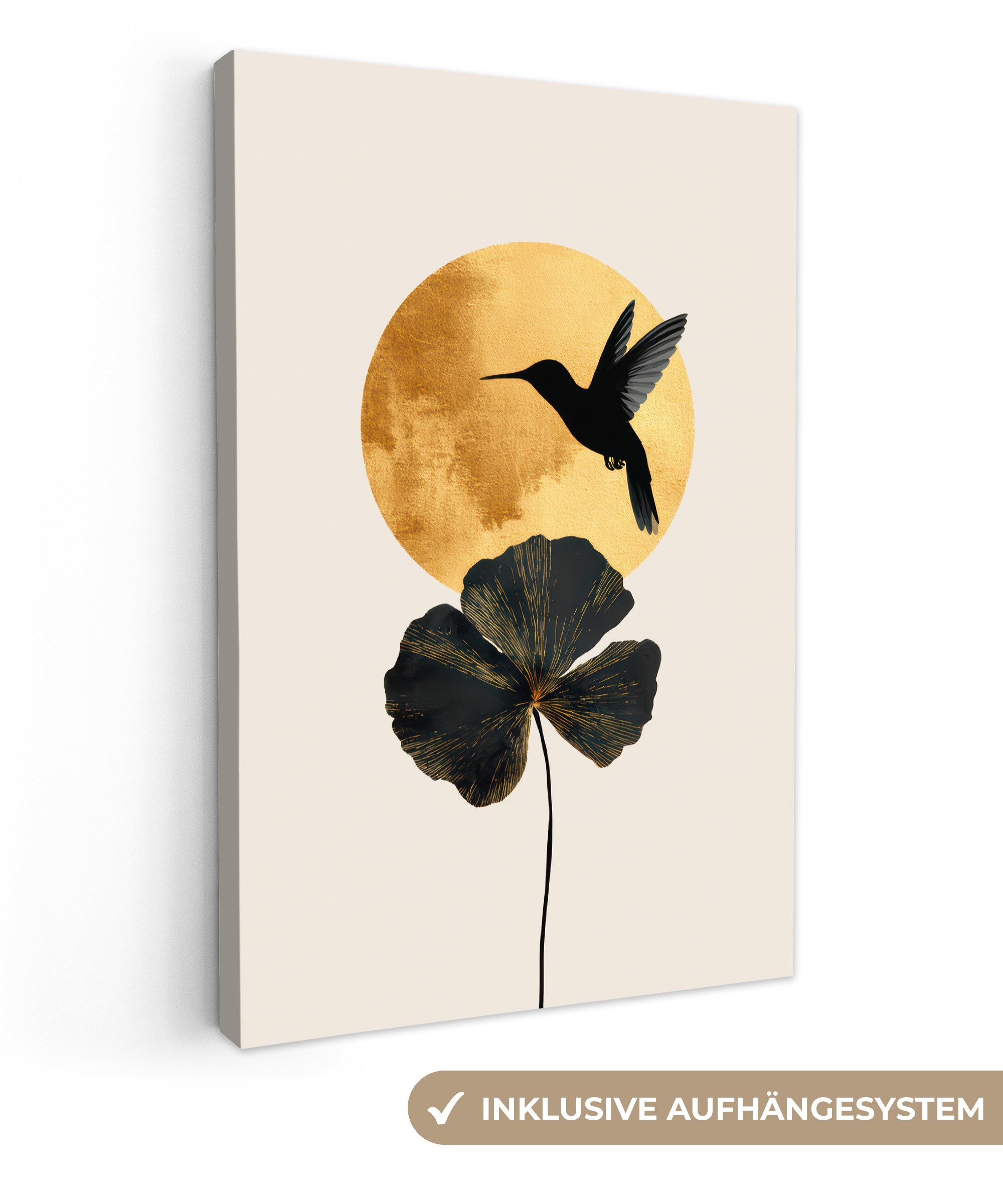 OneMillionCanvasses® Leinwandbild Schwarzer Kolibri - Blume günstig online kaufen