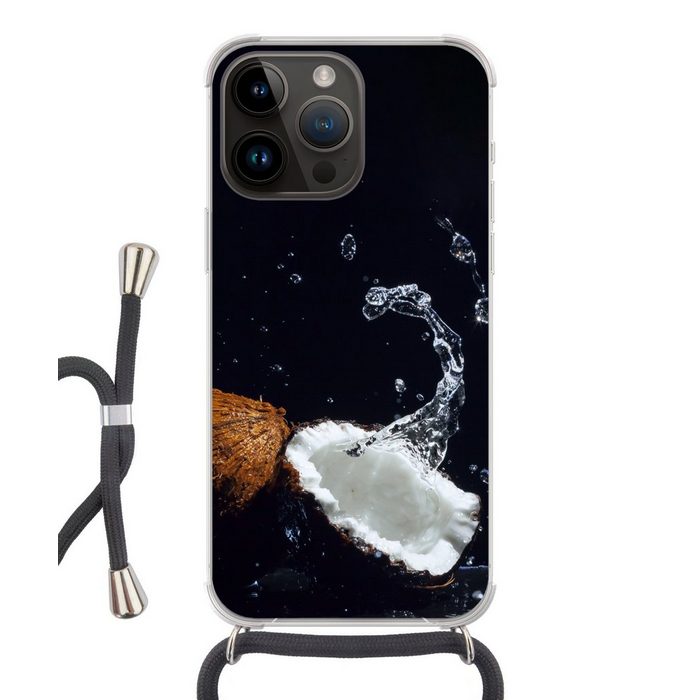 MuchoWow Handyhülle Kokosnuss - Stillleben - Wasser - Schwarz - Frucht Handyhülle Telefonhülle Apple iPhone 14 Pro