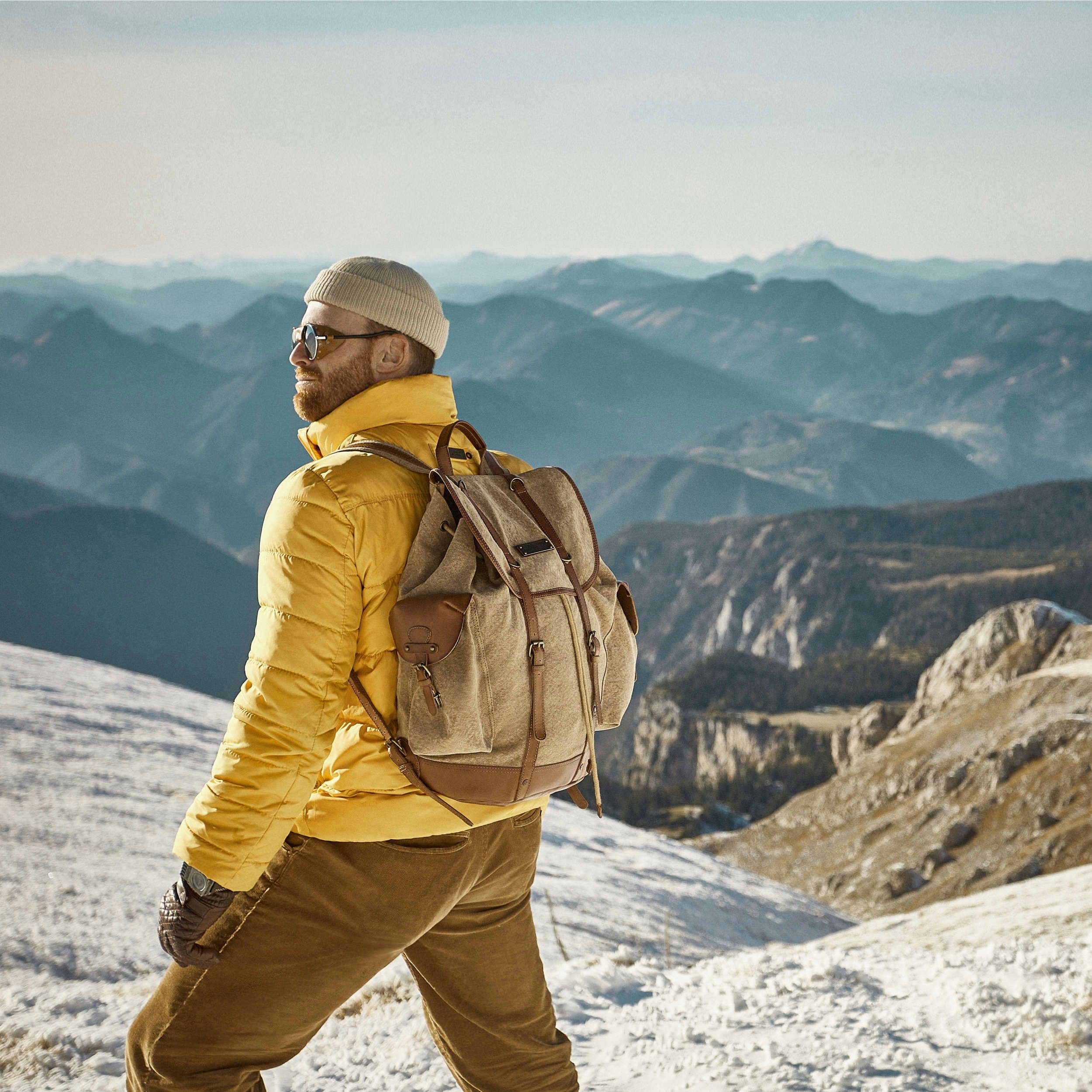 DRAKENSBERG Wanderrucksack »Henry« Khaki-Beige, Klassischer Bergsteiger-Rucksack aus wasserabweisendem Canvas